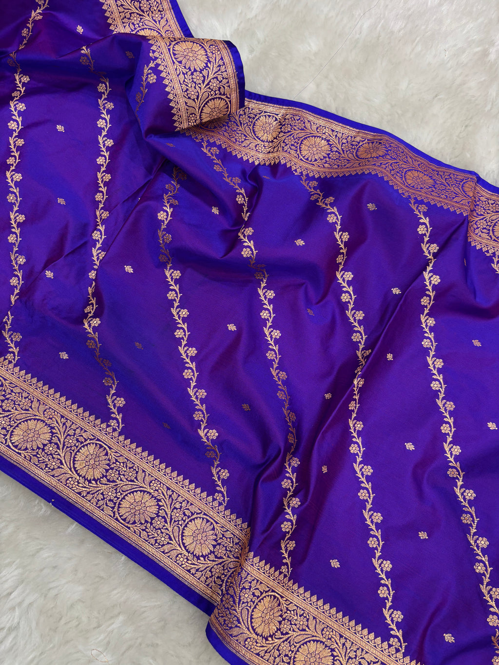 Violet Satin Katan Silk Cross Stole