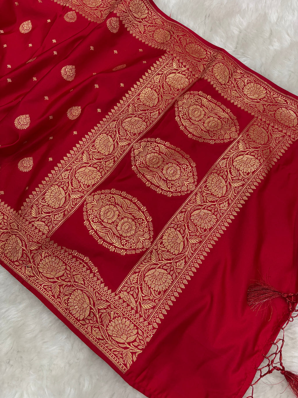 Red Satin Katan Silk Stole