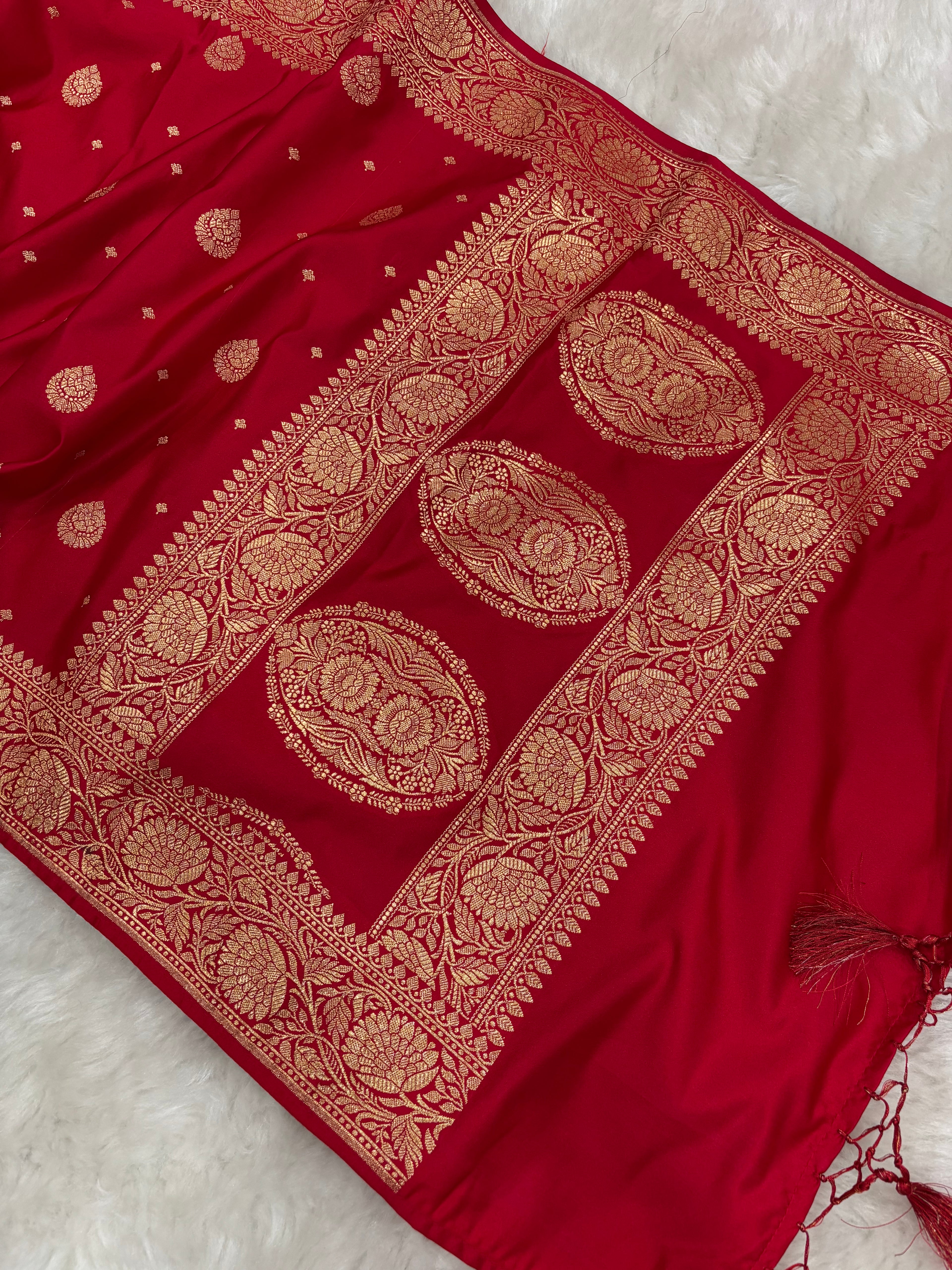 Red Satin Katan Silk Stole