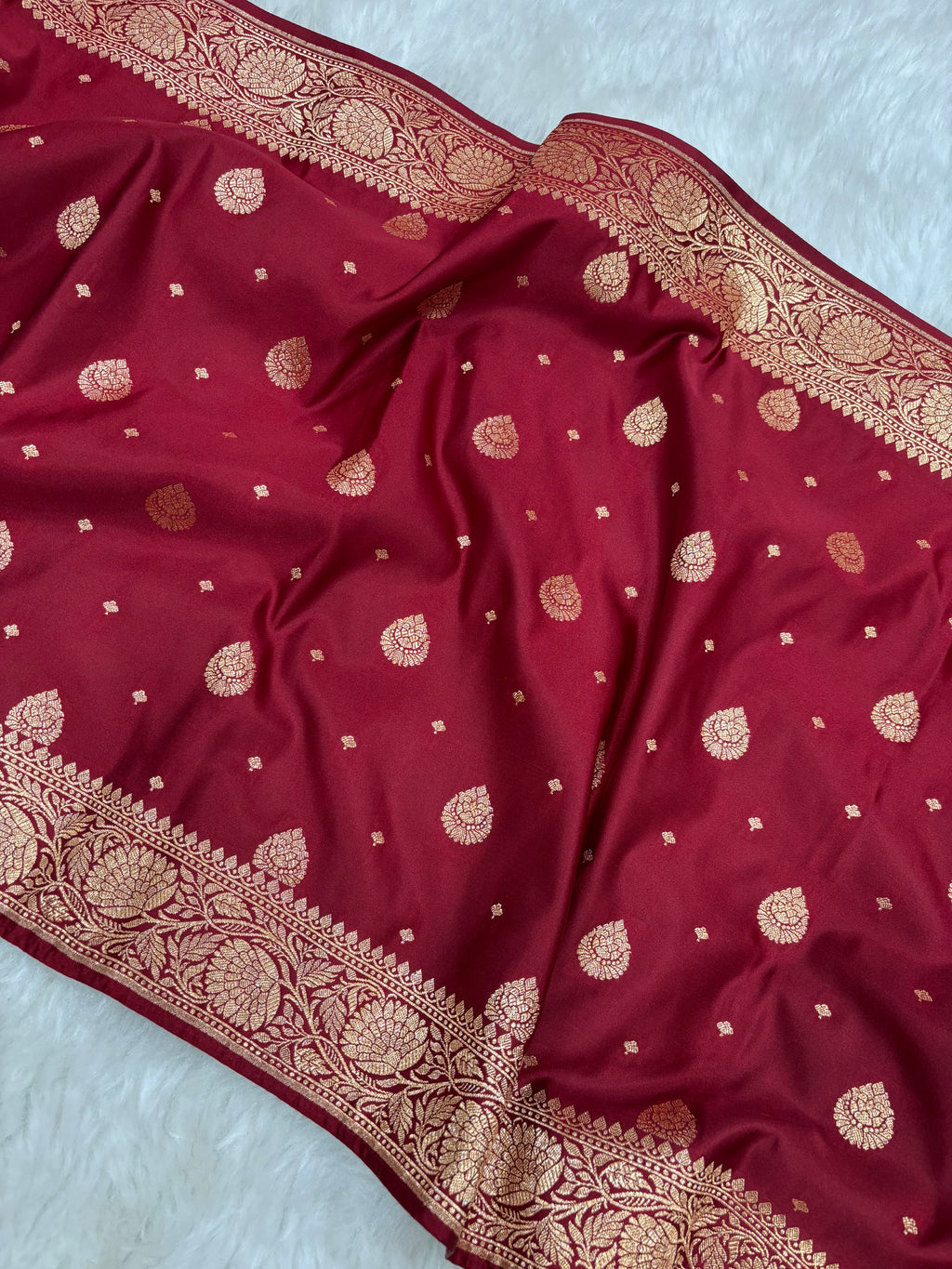 Maroon Satin Katan Silk Stole