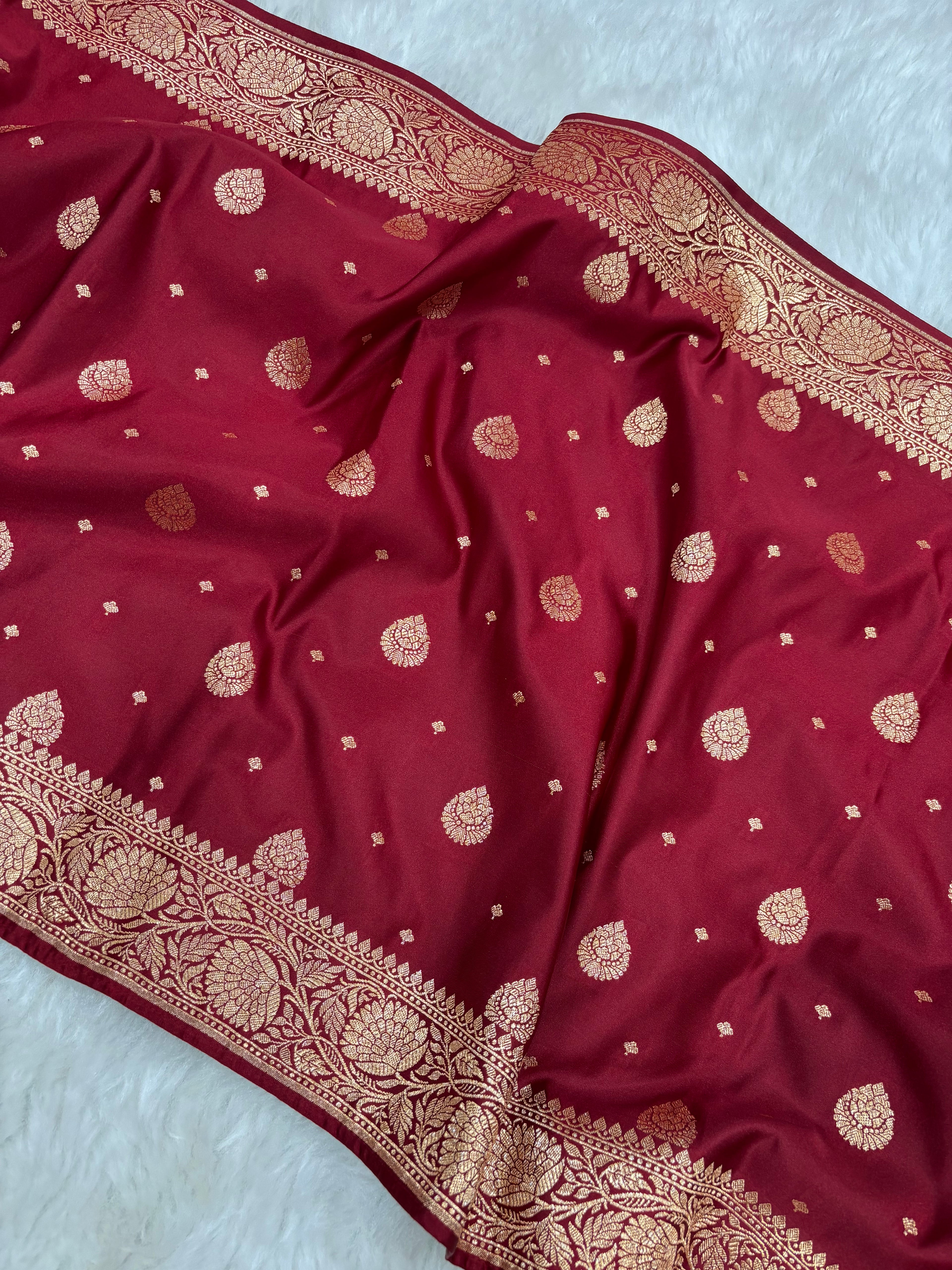 Maroon Satin Katan Silk Stole