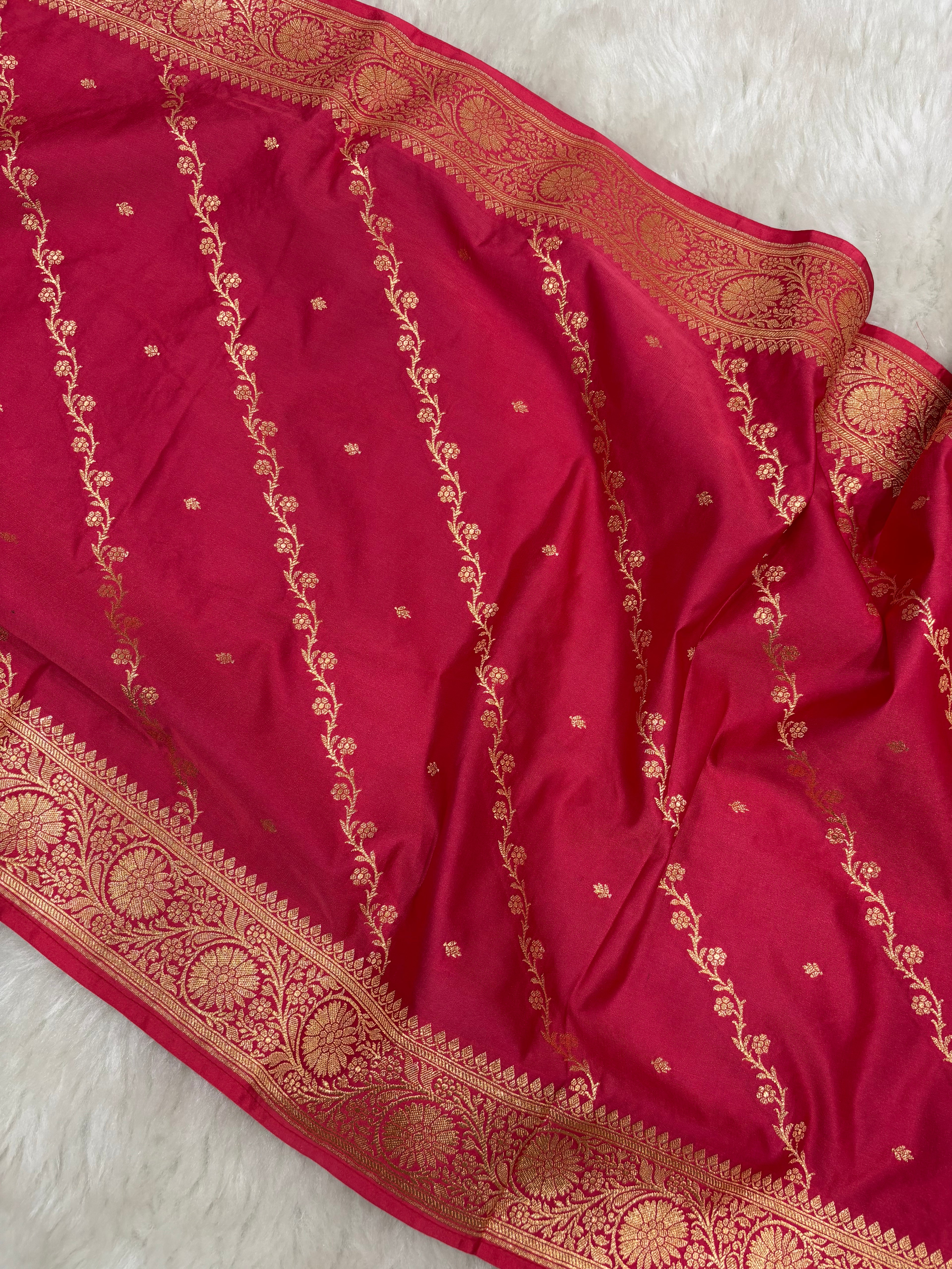 Strawberry Satin Katan Silk Cross Stole