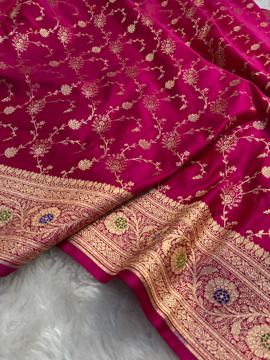 Rani Satin Katan Silk Meena Border Saree SK21