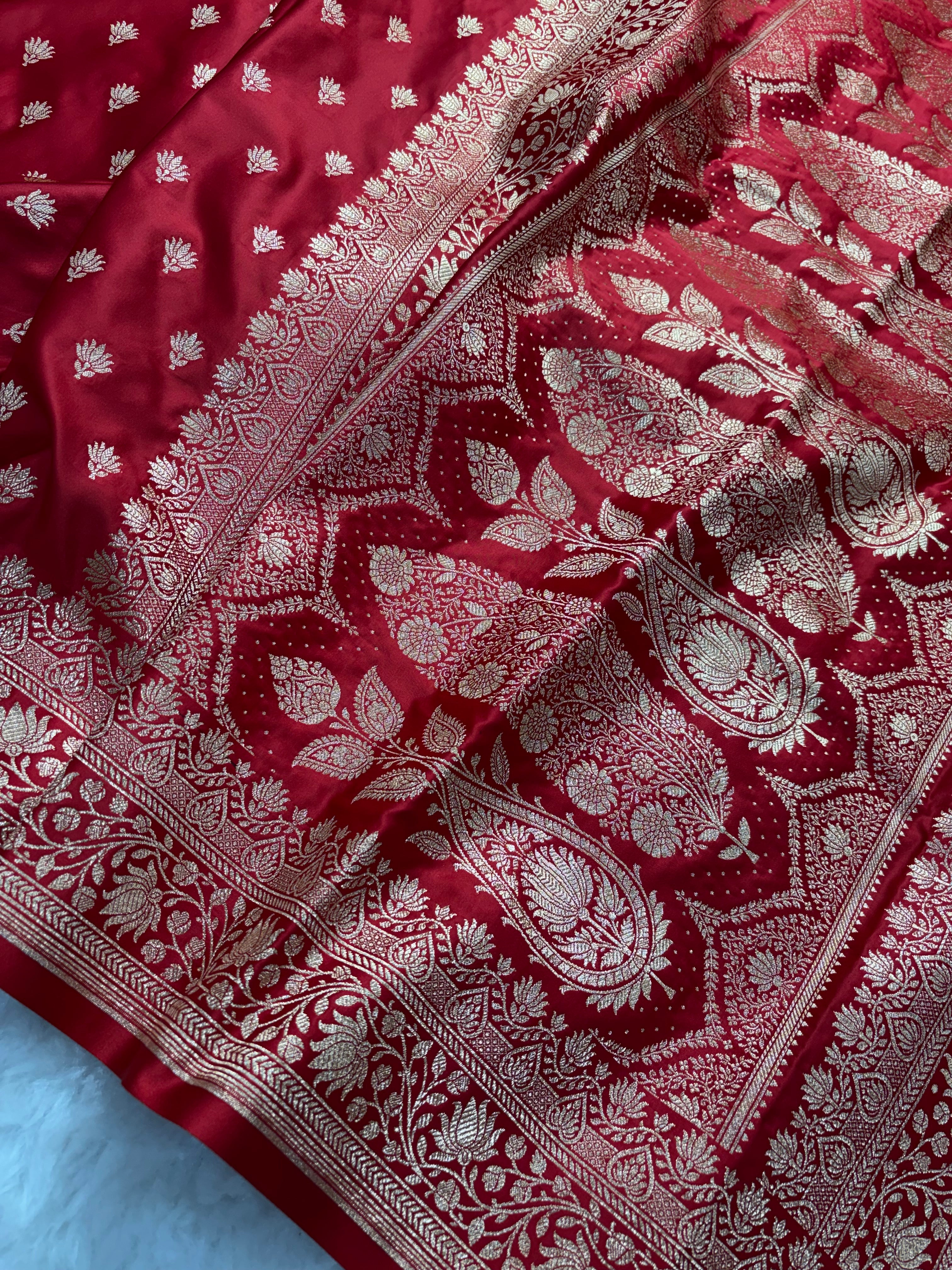 Red Satin Katan Silk Banarasi Saree SK03