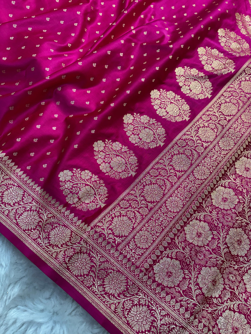 Rani Satin Katan Silk Chunri Buti Saree SK15