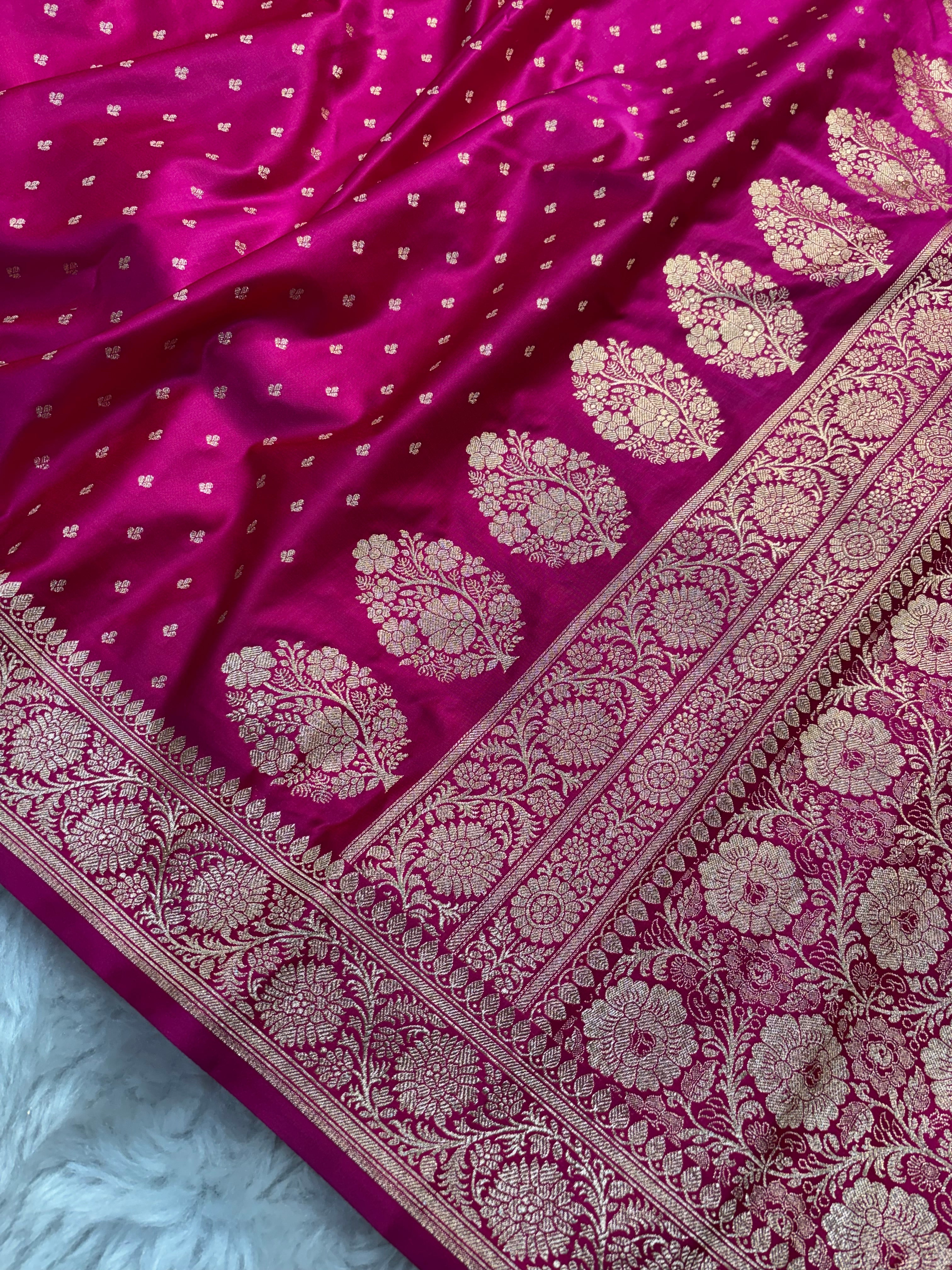 Rani Satin Katan Silk Chunri Buti Saree SK15
