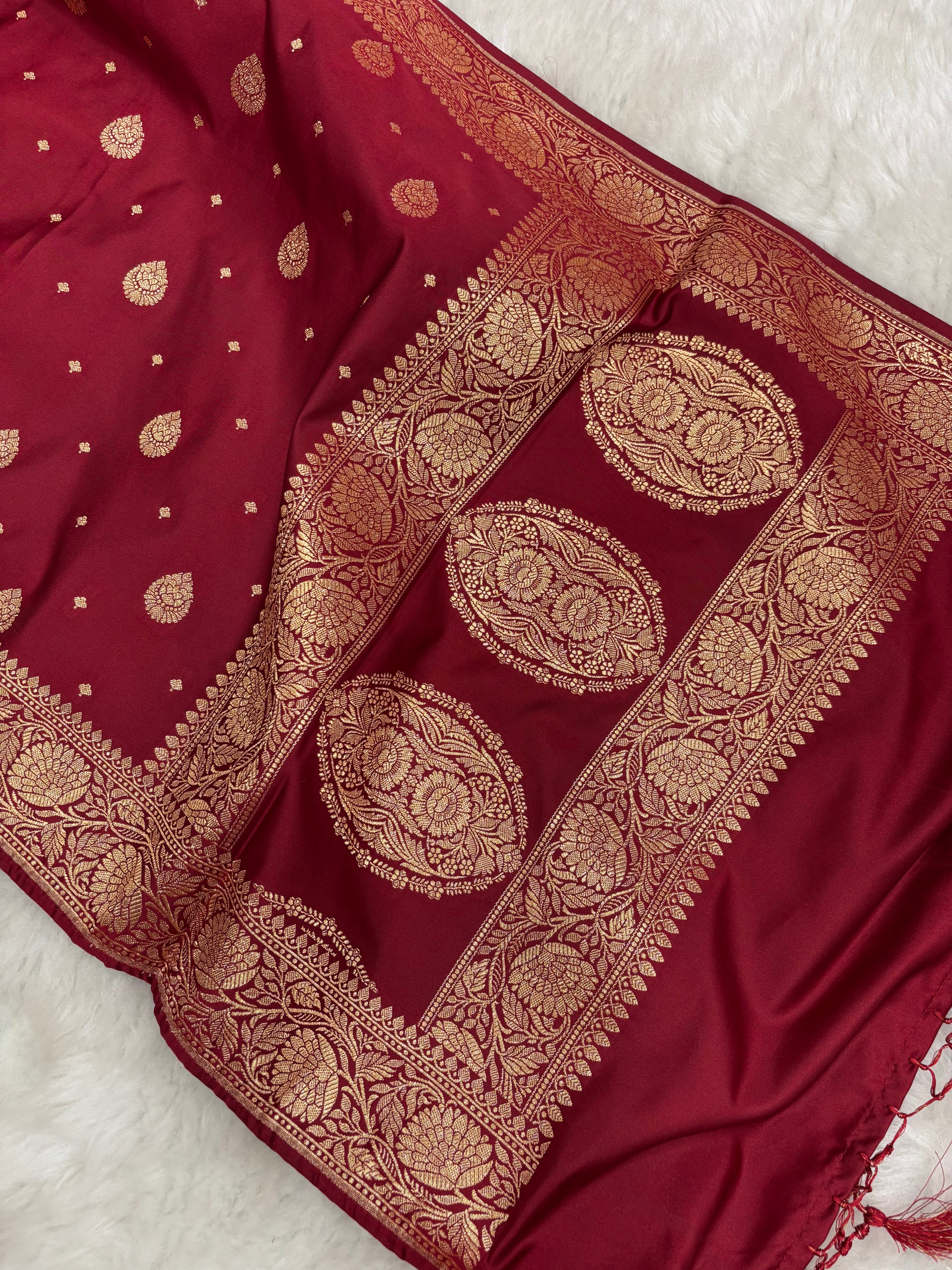 Maroon Satin Katan Silk Stole