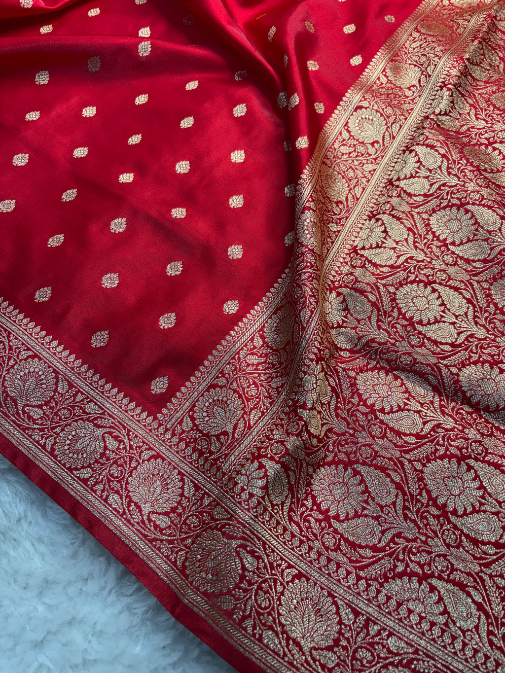 Red Satin Silk Saree SS01