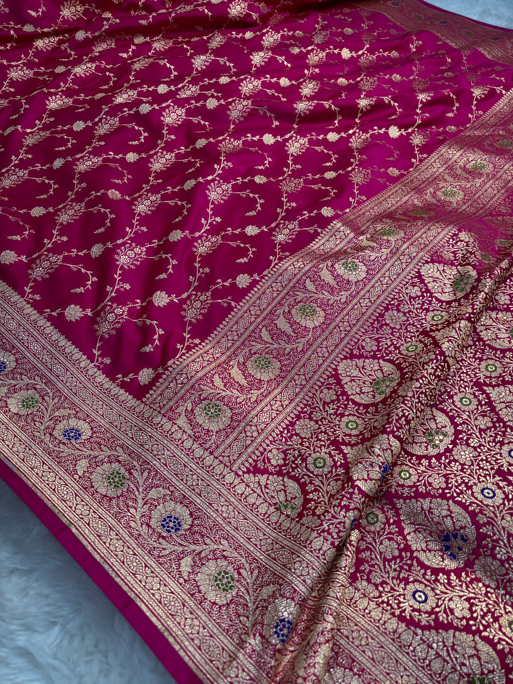 Rani Satin Katan Silk Meena Border Saree SK21