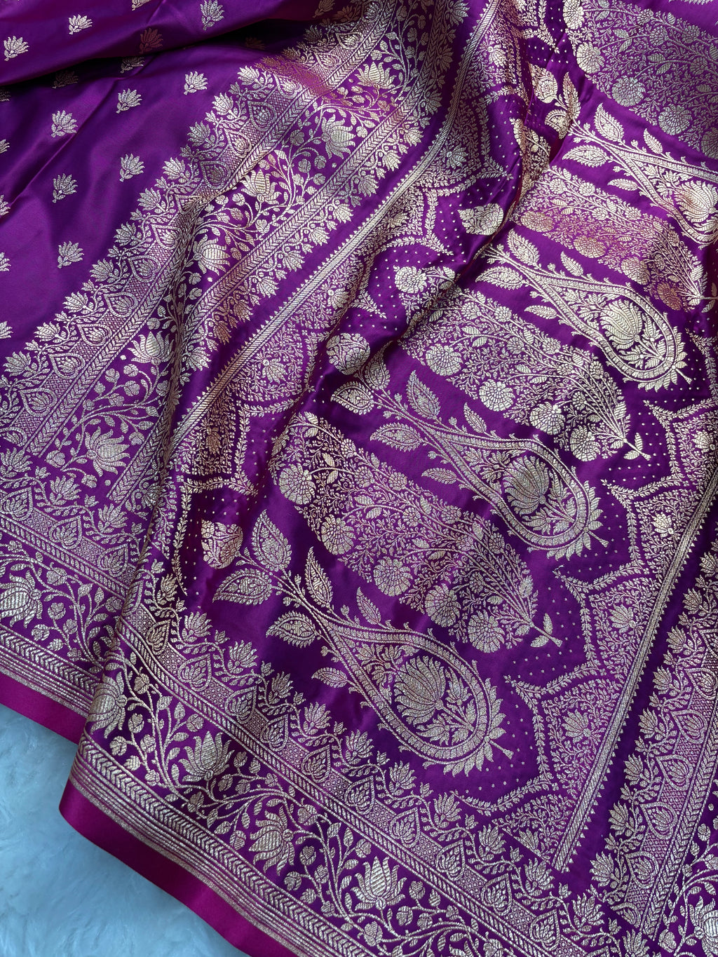 Magenta Satin Katan Silk Banarasi Saree SK03