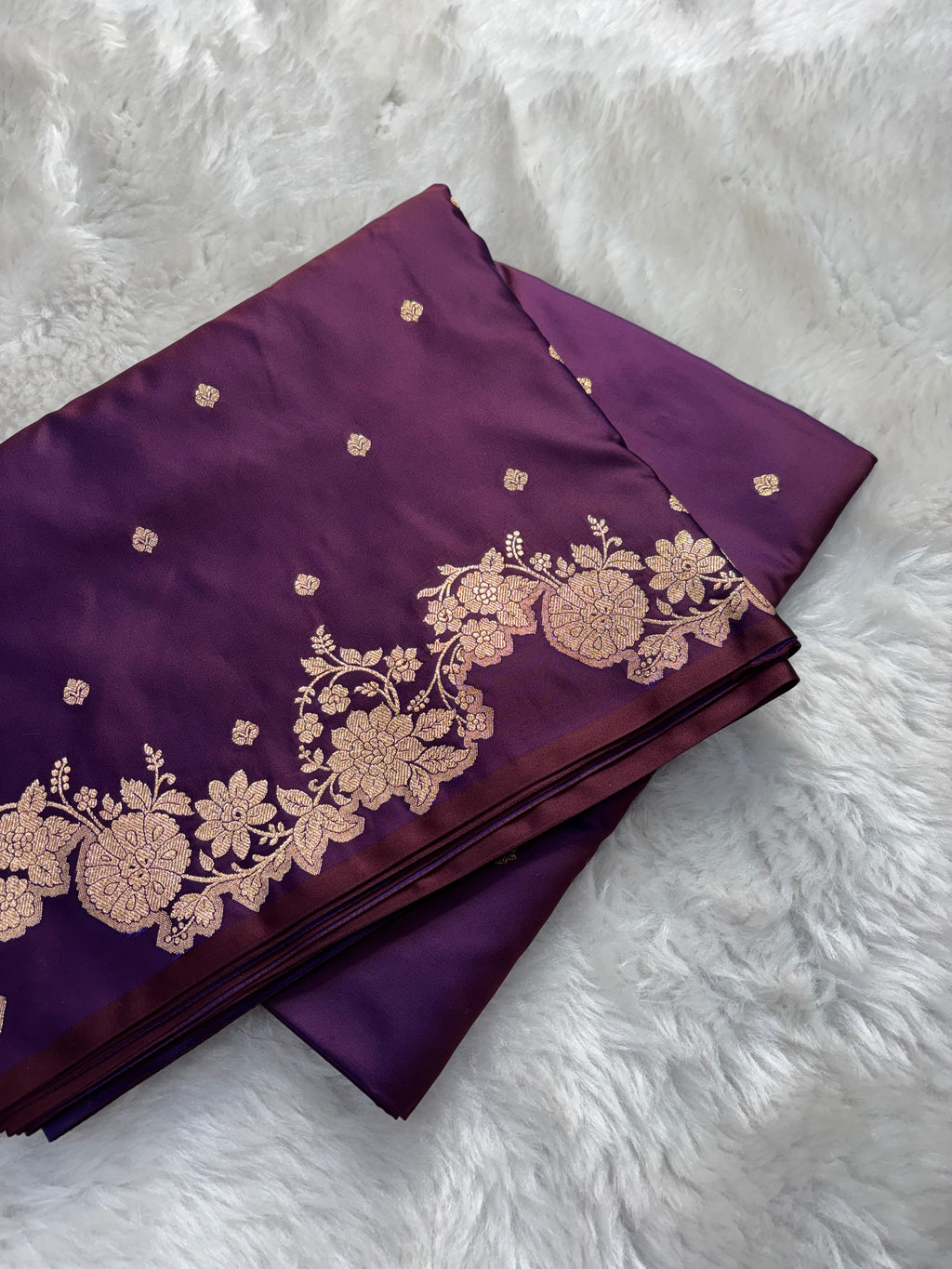 Dual Tone Chocolate Satin Katan Silk Open Border Saree SK01
