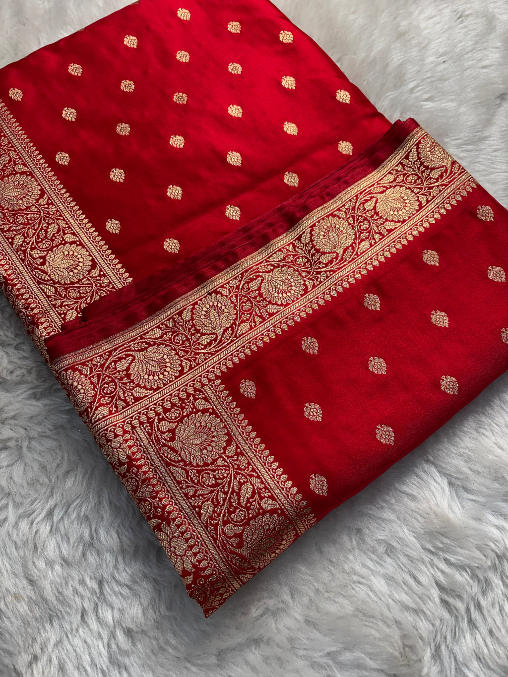 Red Satin Silk Saree SS01