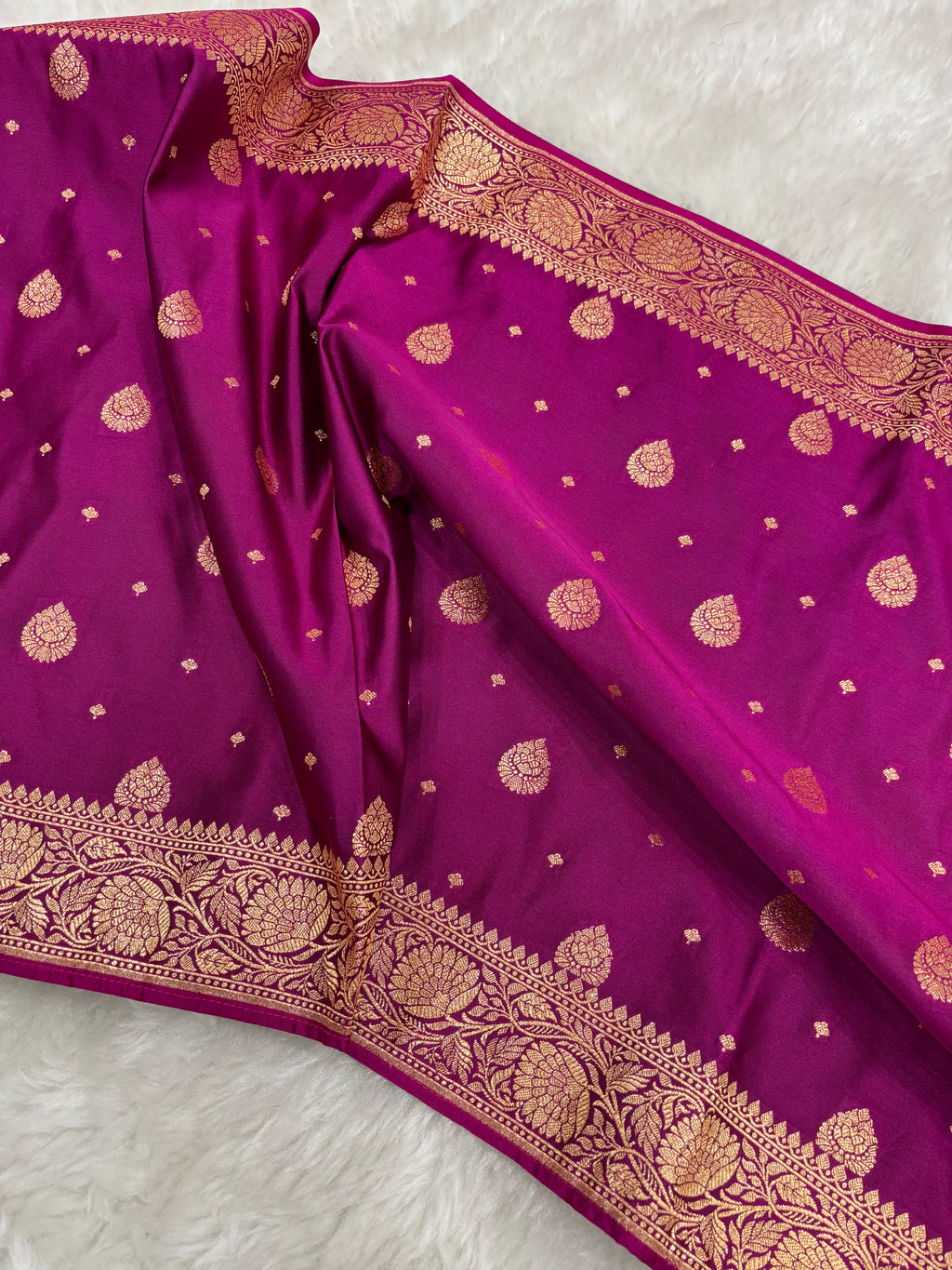 Magenta Satin Katan Silk Stole