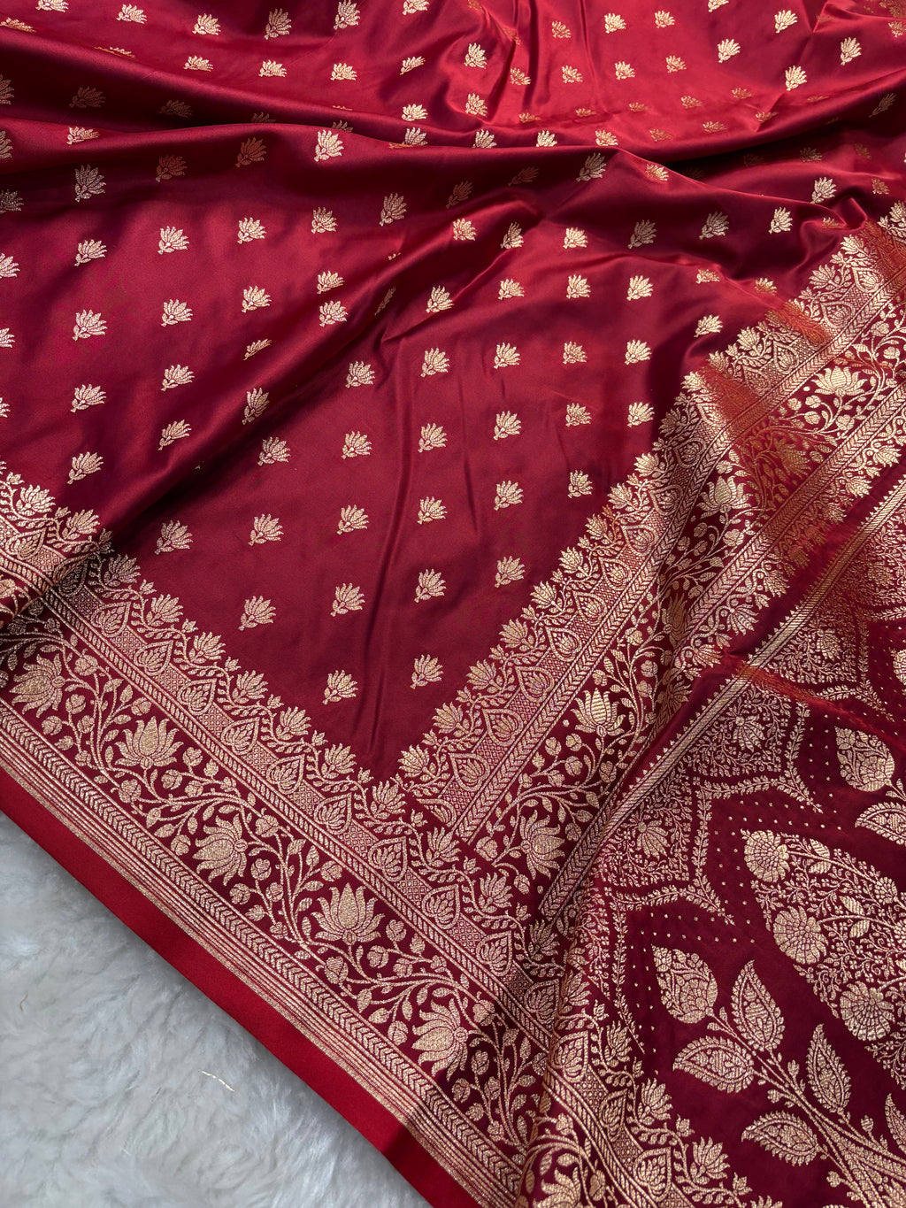 Maroon Satin Katan Silk Banarasi Saree SK03