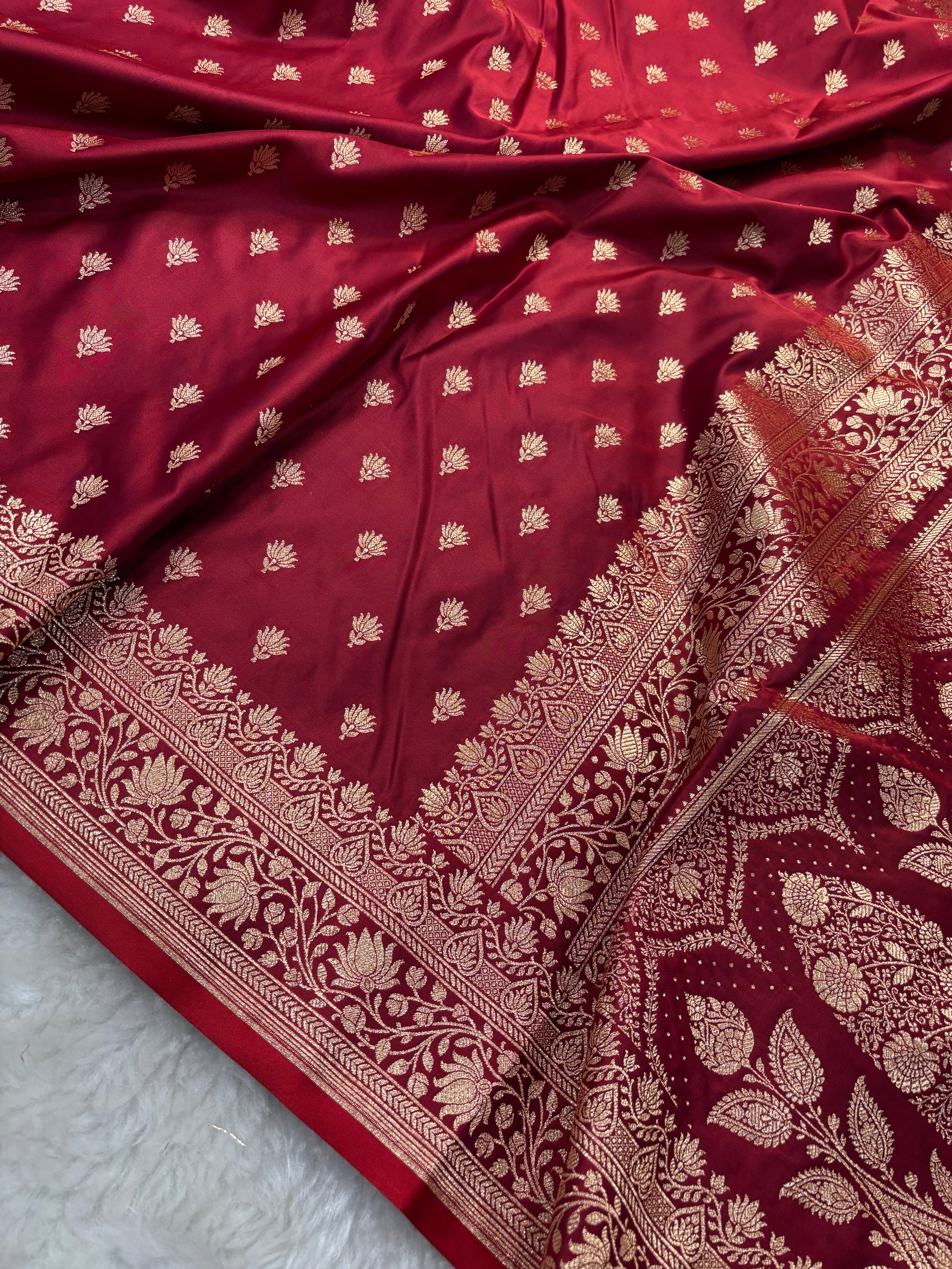 Maroon Satin Katan Silk Banarasi Saree SK03