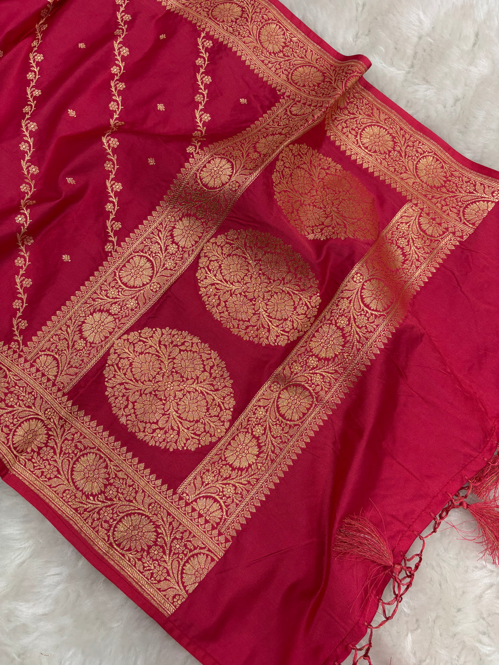 Strawberry Satin Katan Silk Cross Stole