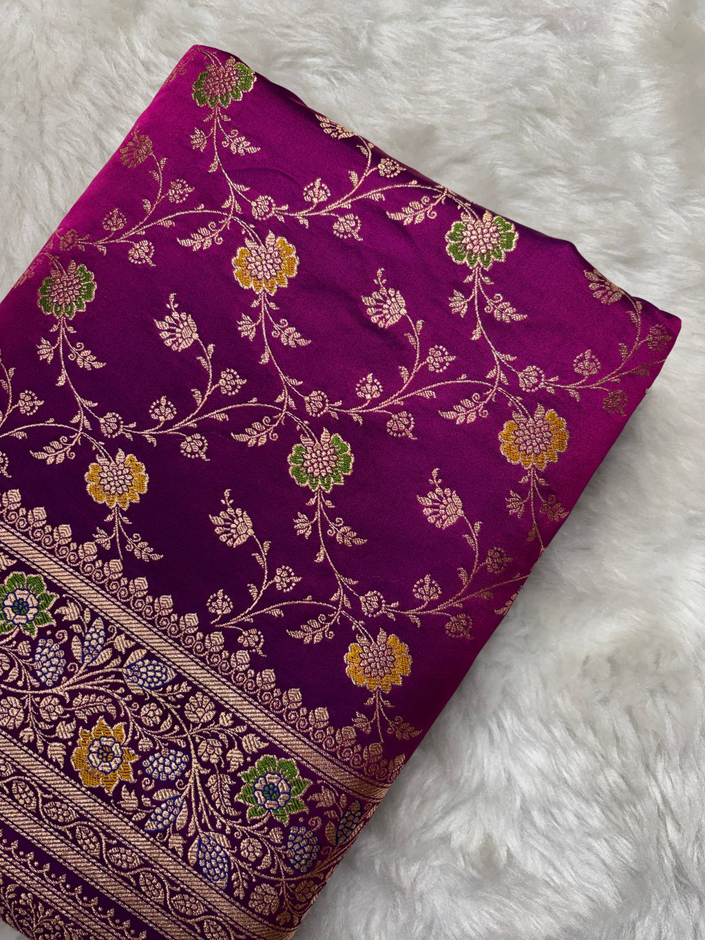 Wine Satin Katan Silk Meena Jaal Saree SK05