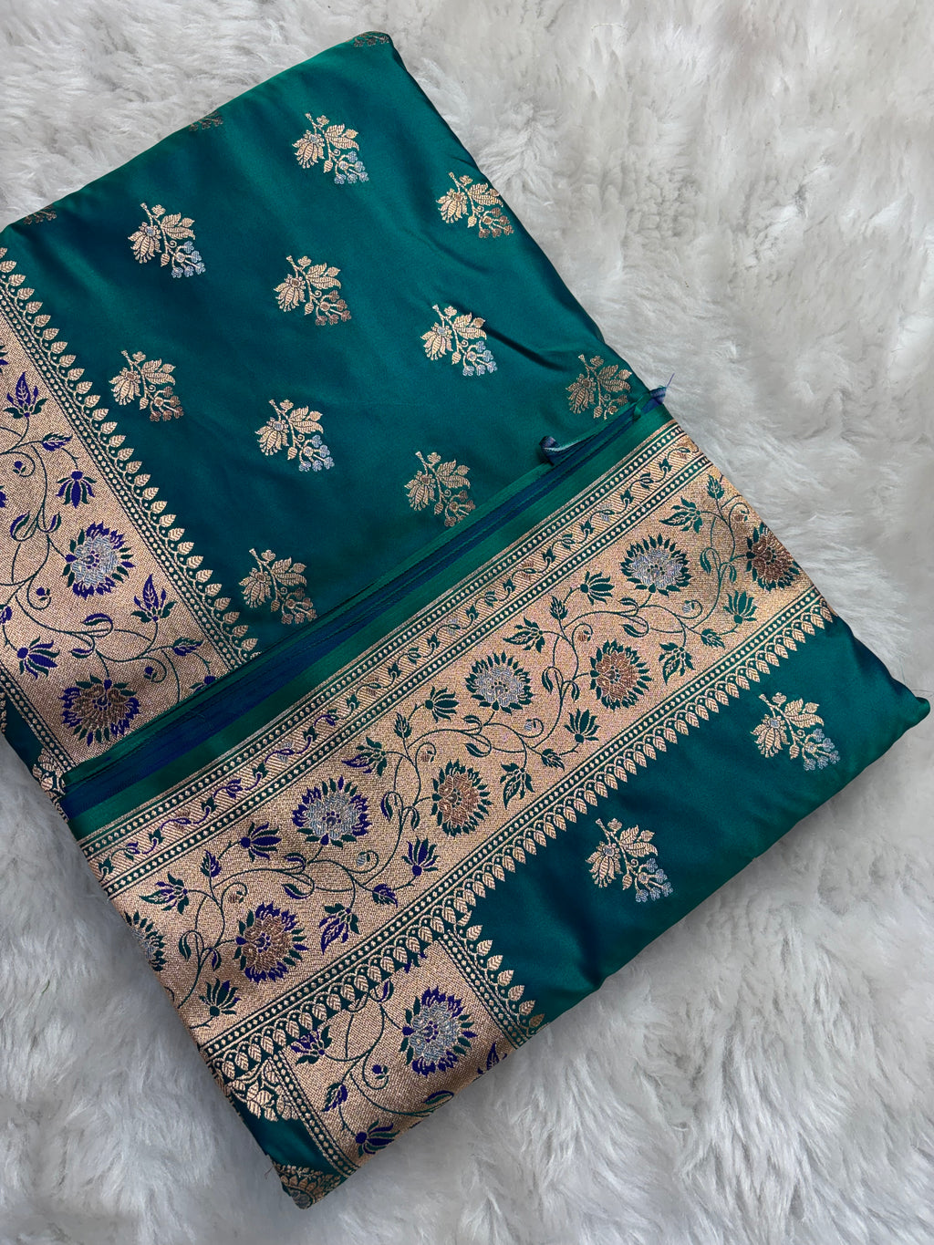 Dual Shade Sapphire Satin Katan Silk Meena Buti Saree SK19