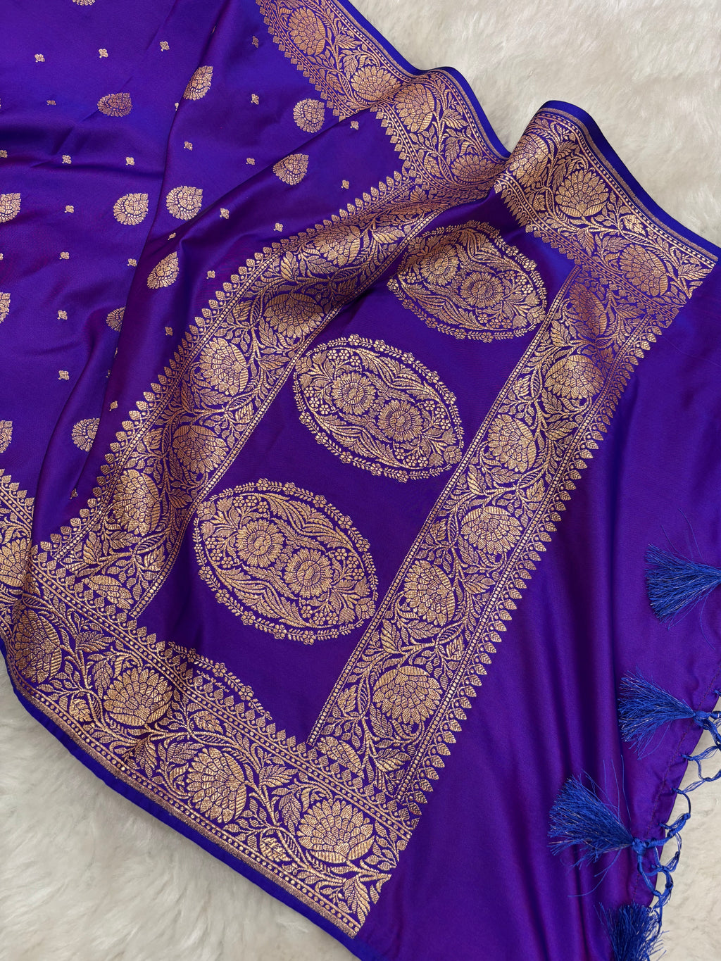 Violet Satin Katan Silk Stole