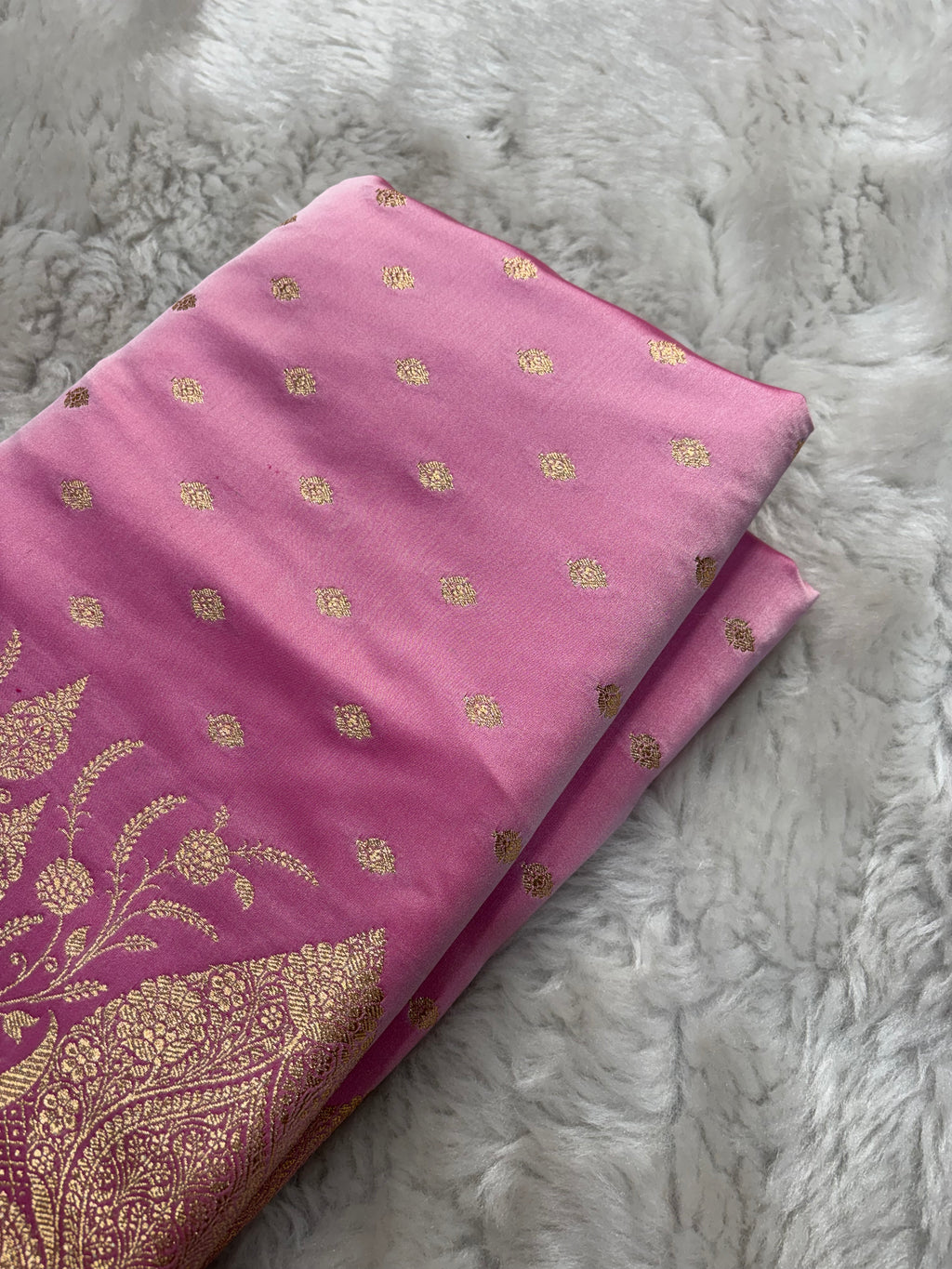 Baby Pink Satin Katan Silk Buti Saree SK17