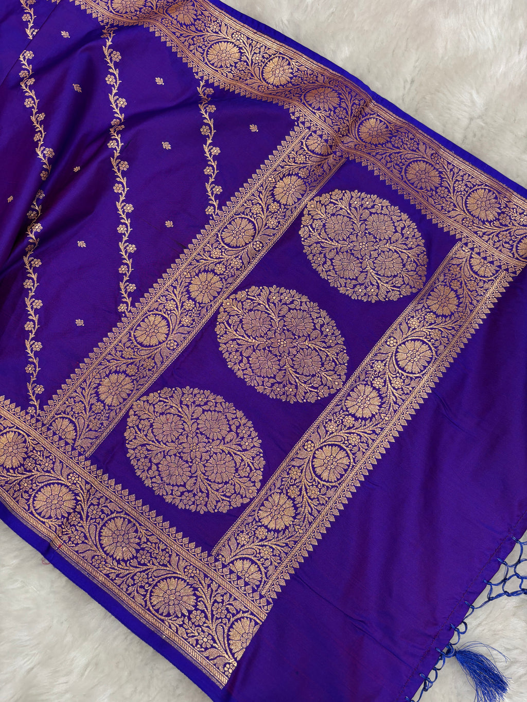 Violet Satin Katan Silk Cross Stole