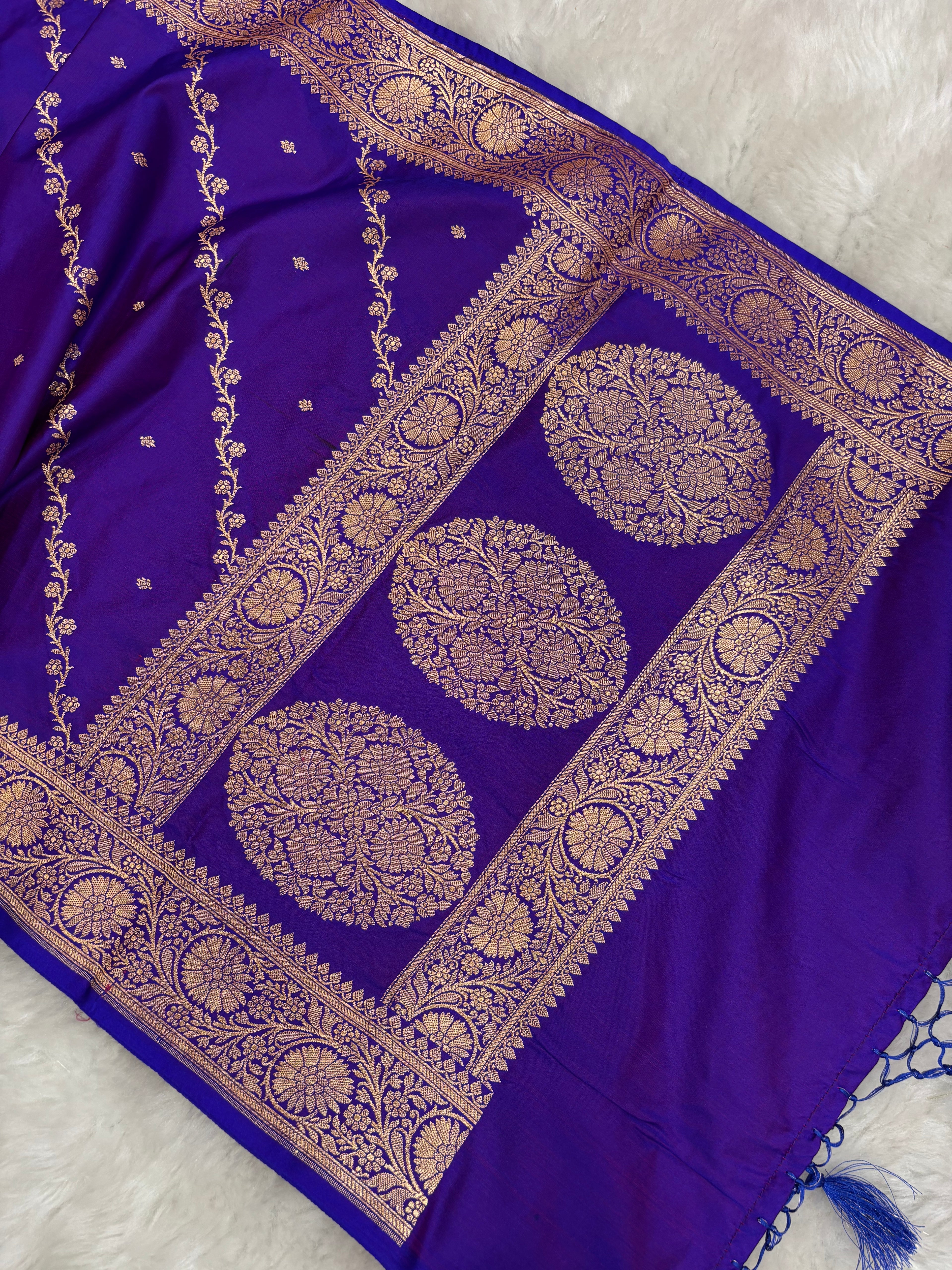 Violet Satin Katan Silk Cross Stole