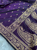 Purple Satin Katan Silk Buti Saree SK07