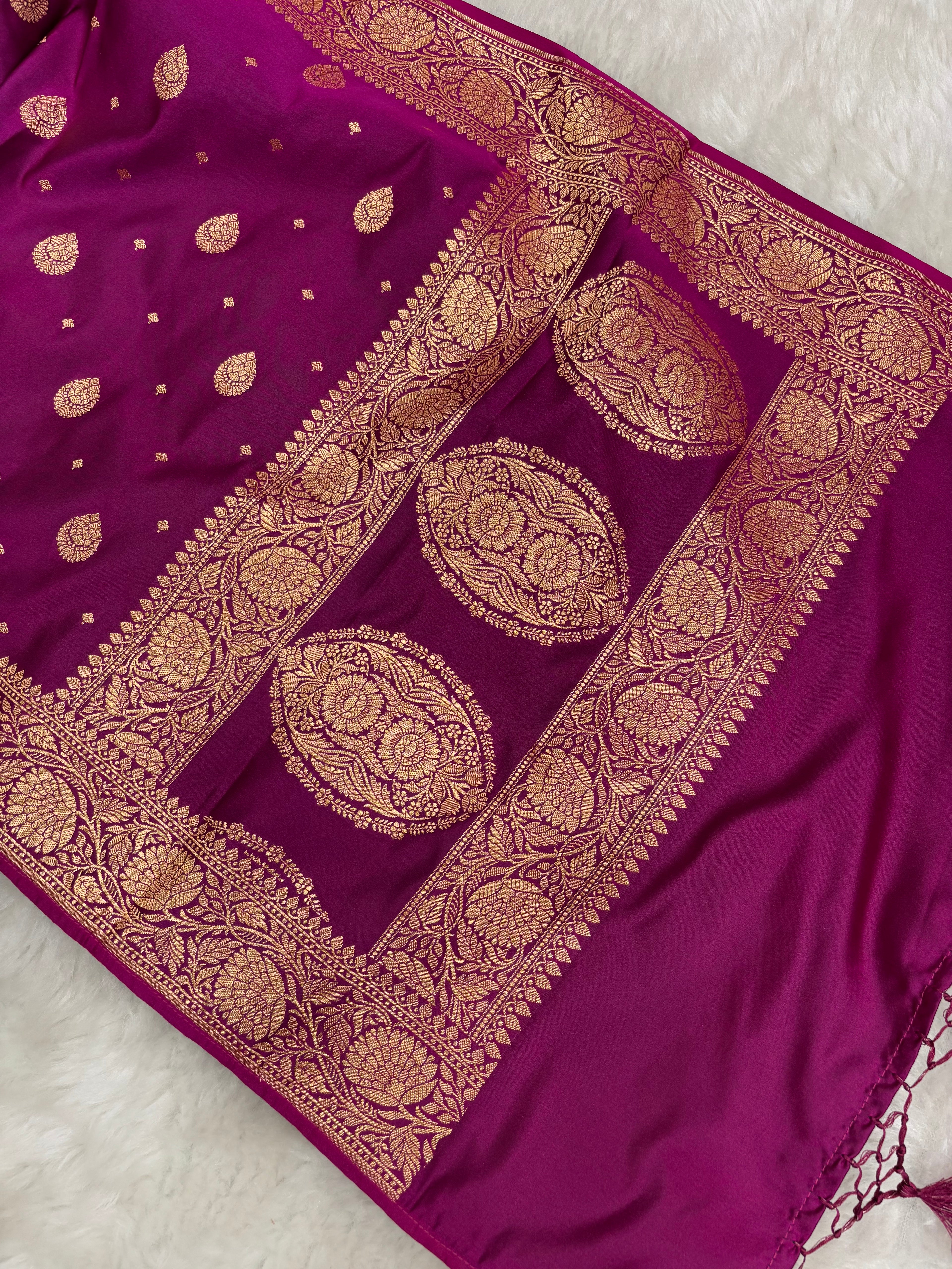 Magenta Satin Katan Silk Stole