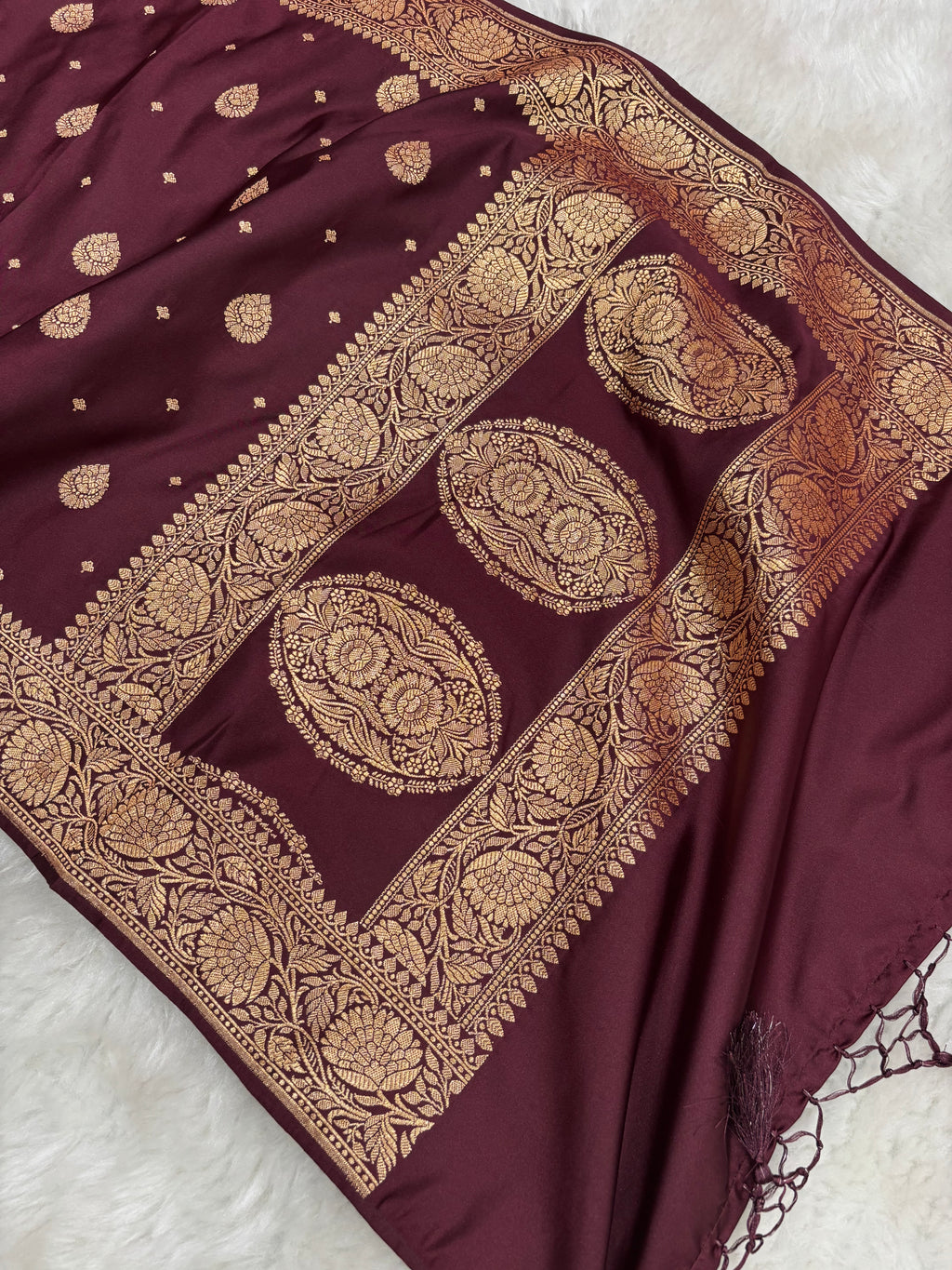 Chocolate Satin Katan Silk Stole