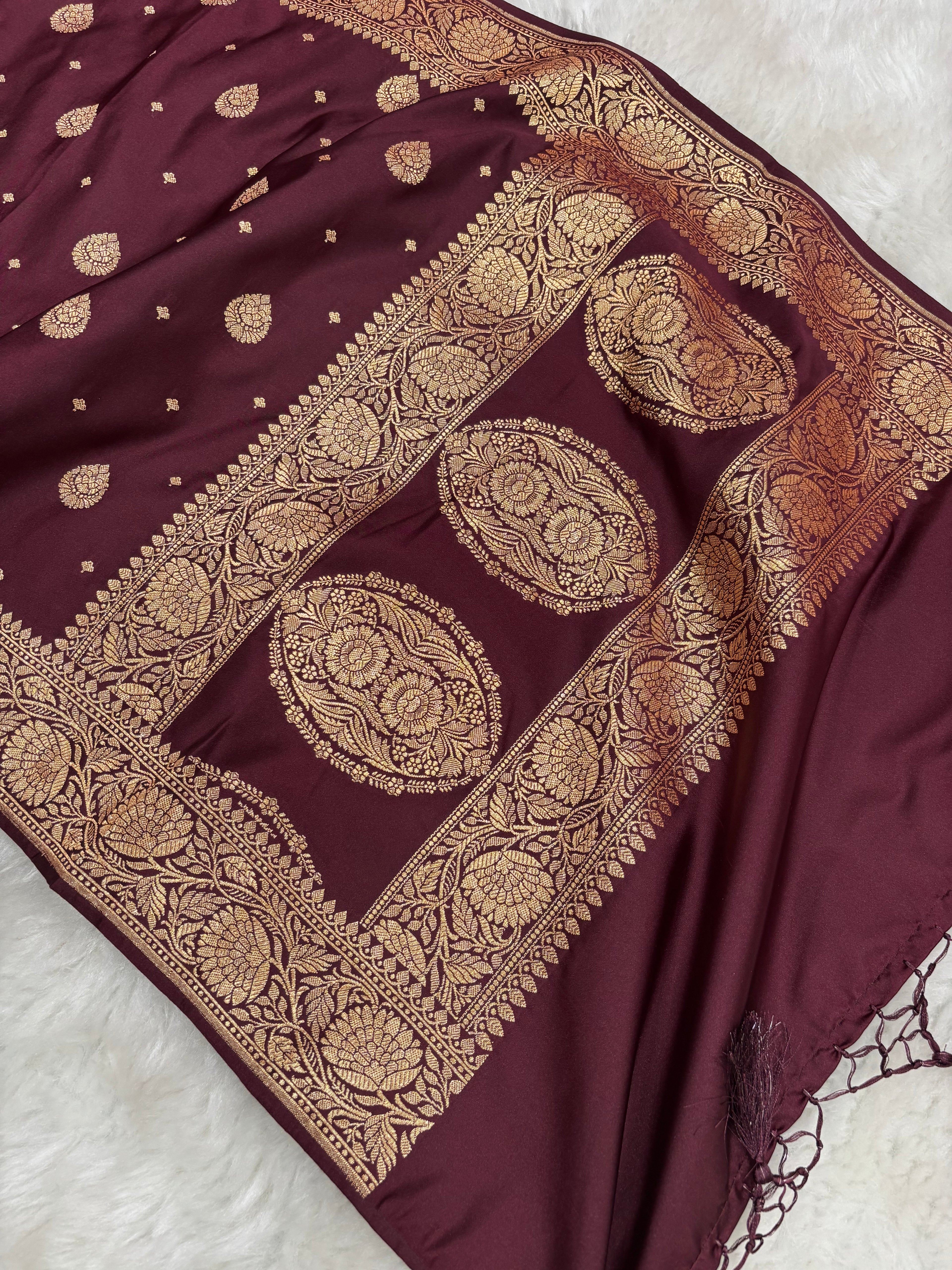 Chocolate Satin Katan Silk Stole