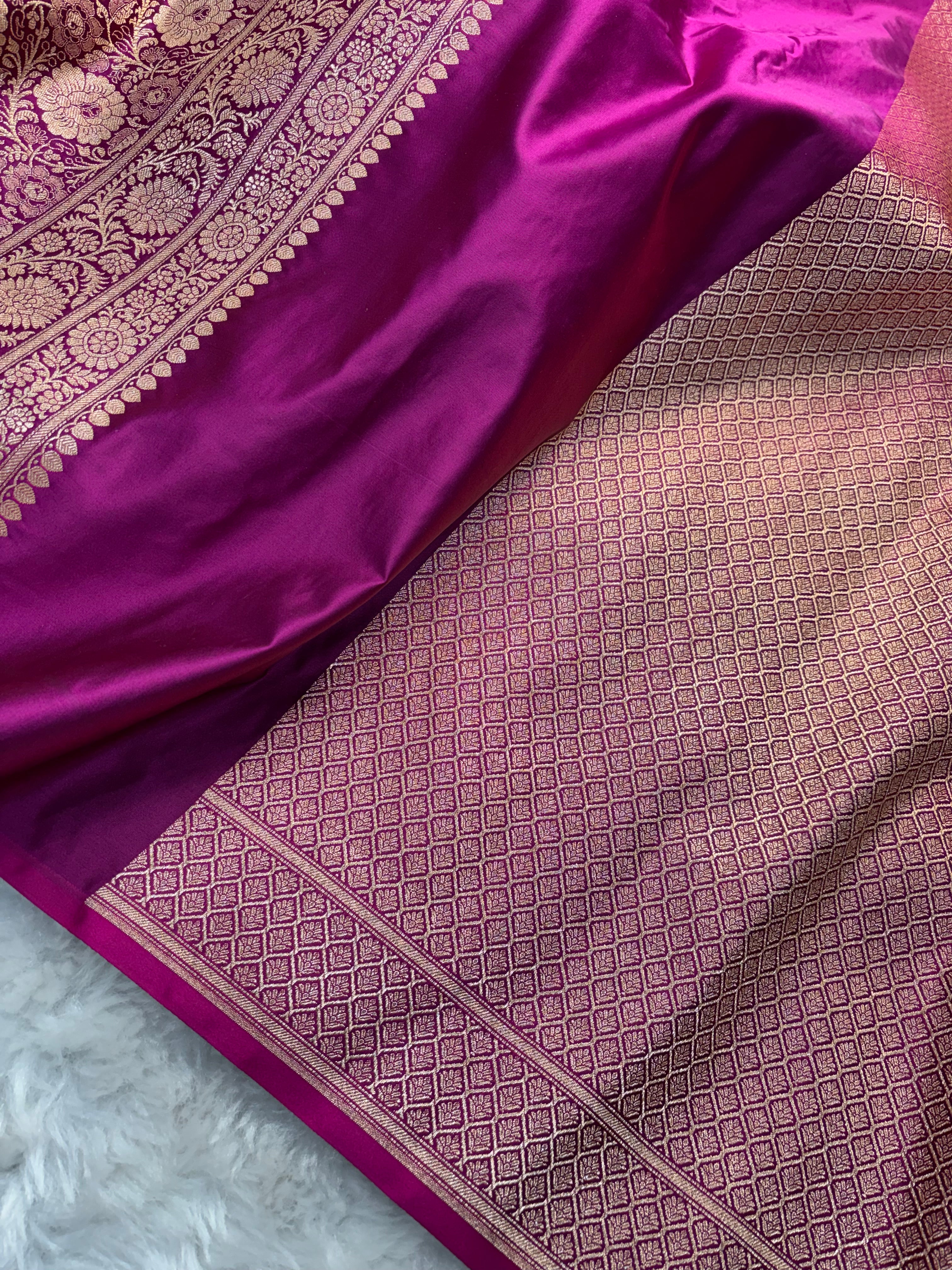 Magenta Satin Katan Silk Chunri Buti Saree SK15