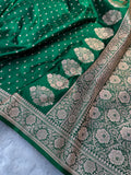 Bottle Green Satin Katan Silk Chunri Buti Saree SK15