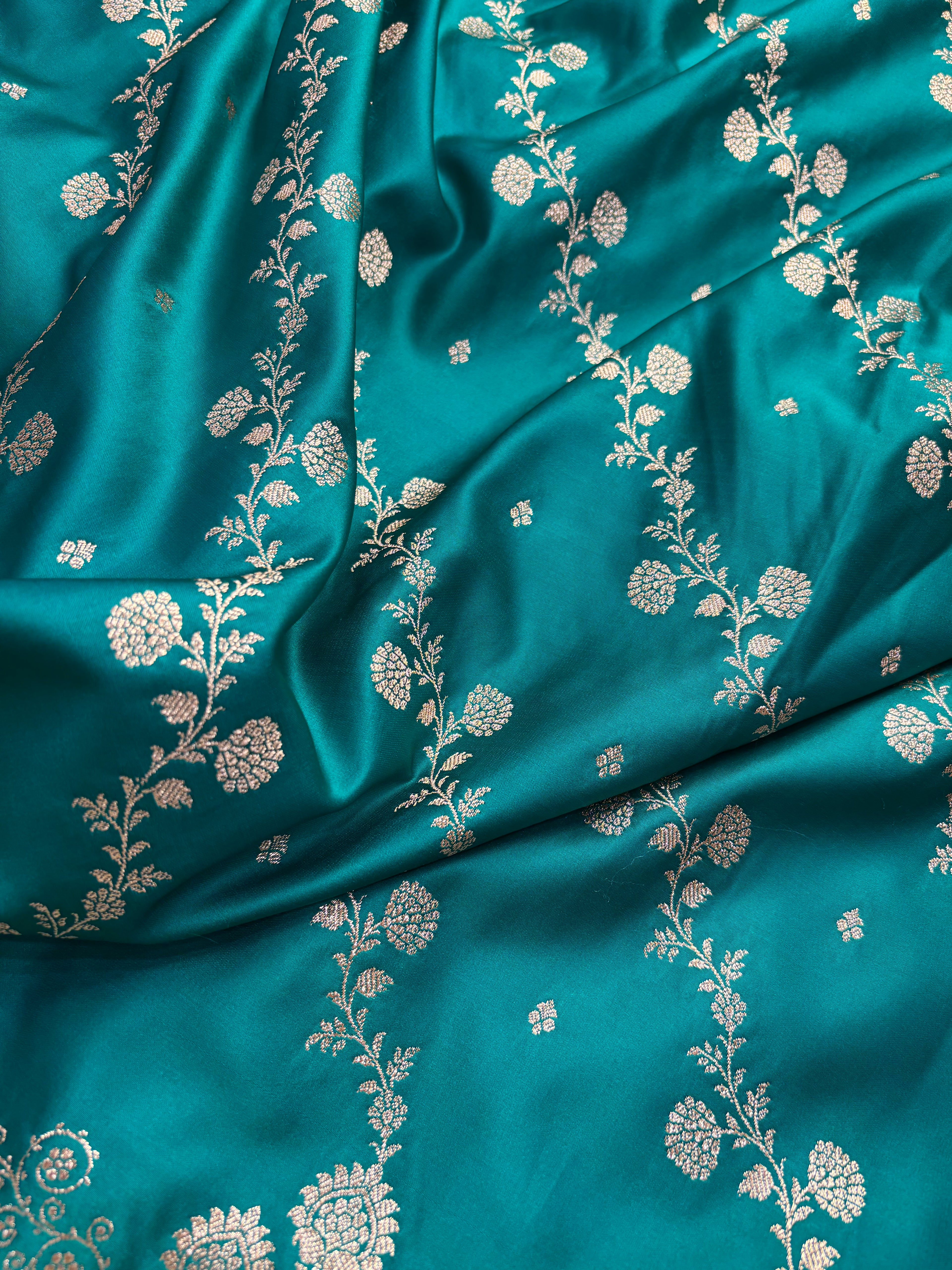 Sapphire Satin Katan Silk Cross Skirt Border Saree SK02