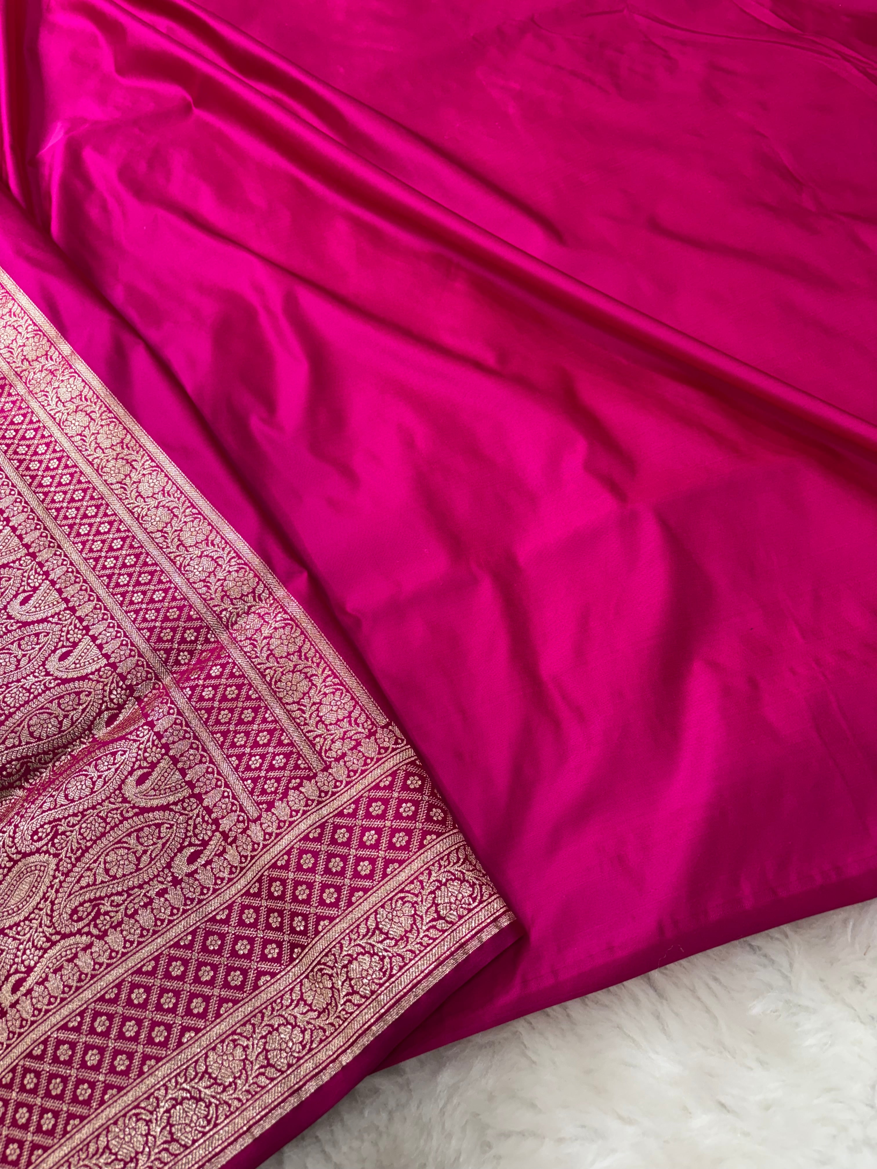 Peach Satin Katan Silk Koniya Saree