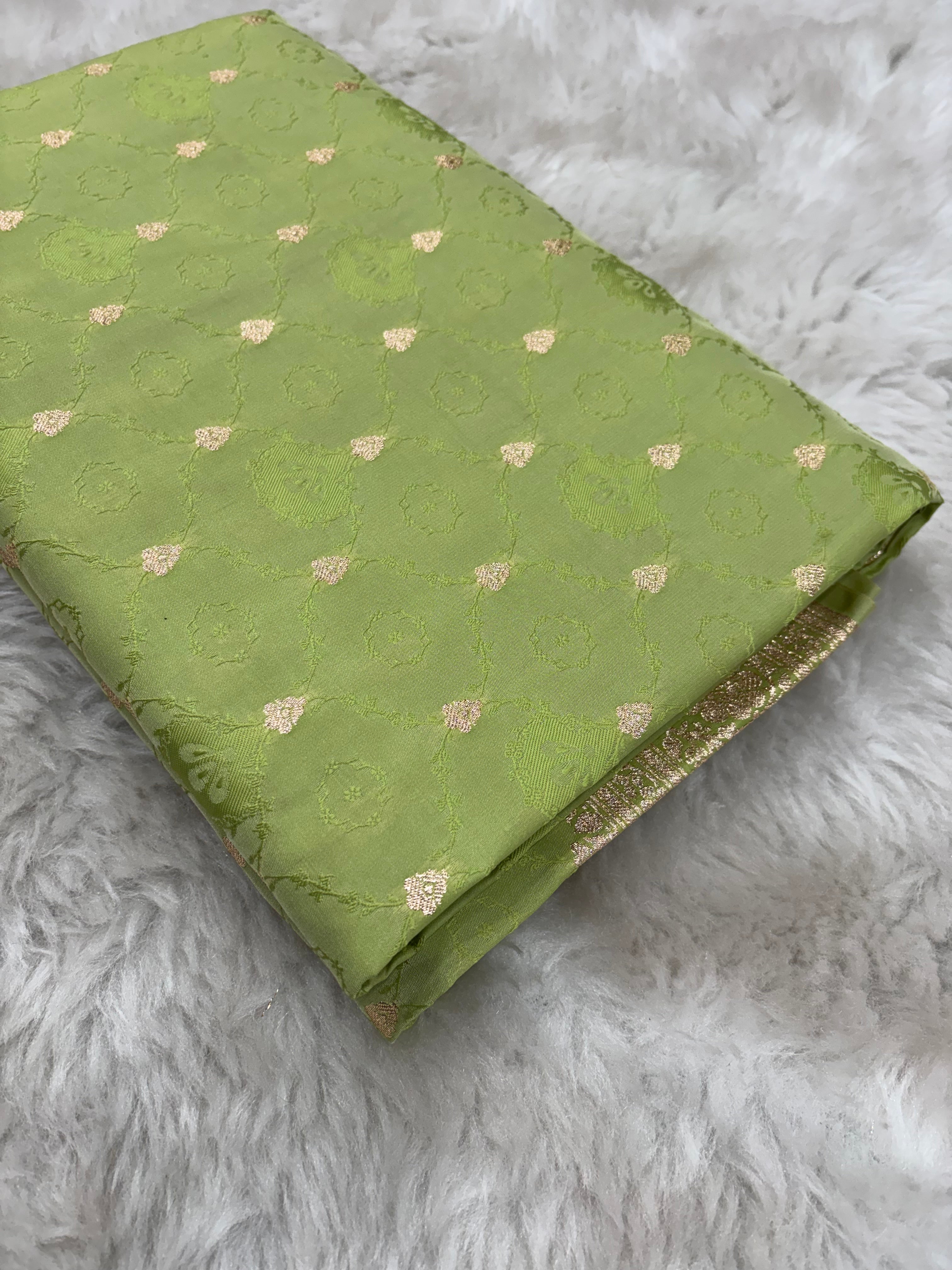 Pista Katan Silk Tanchoi Saree KS02