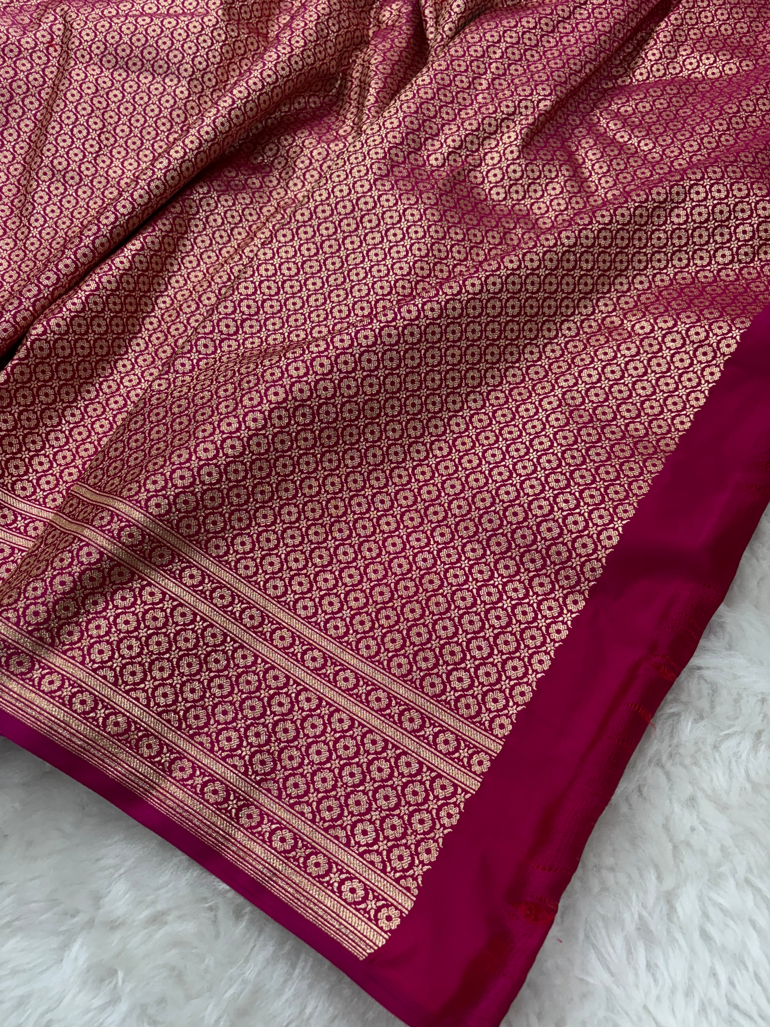 Rani Satin Katan Silk Meena Border Jaal Saree