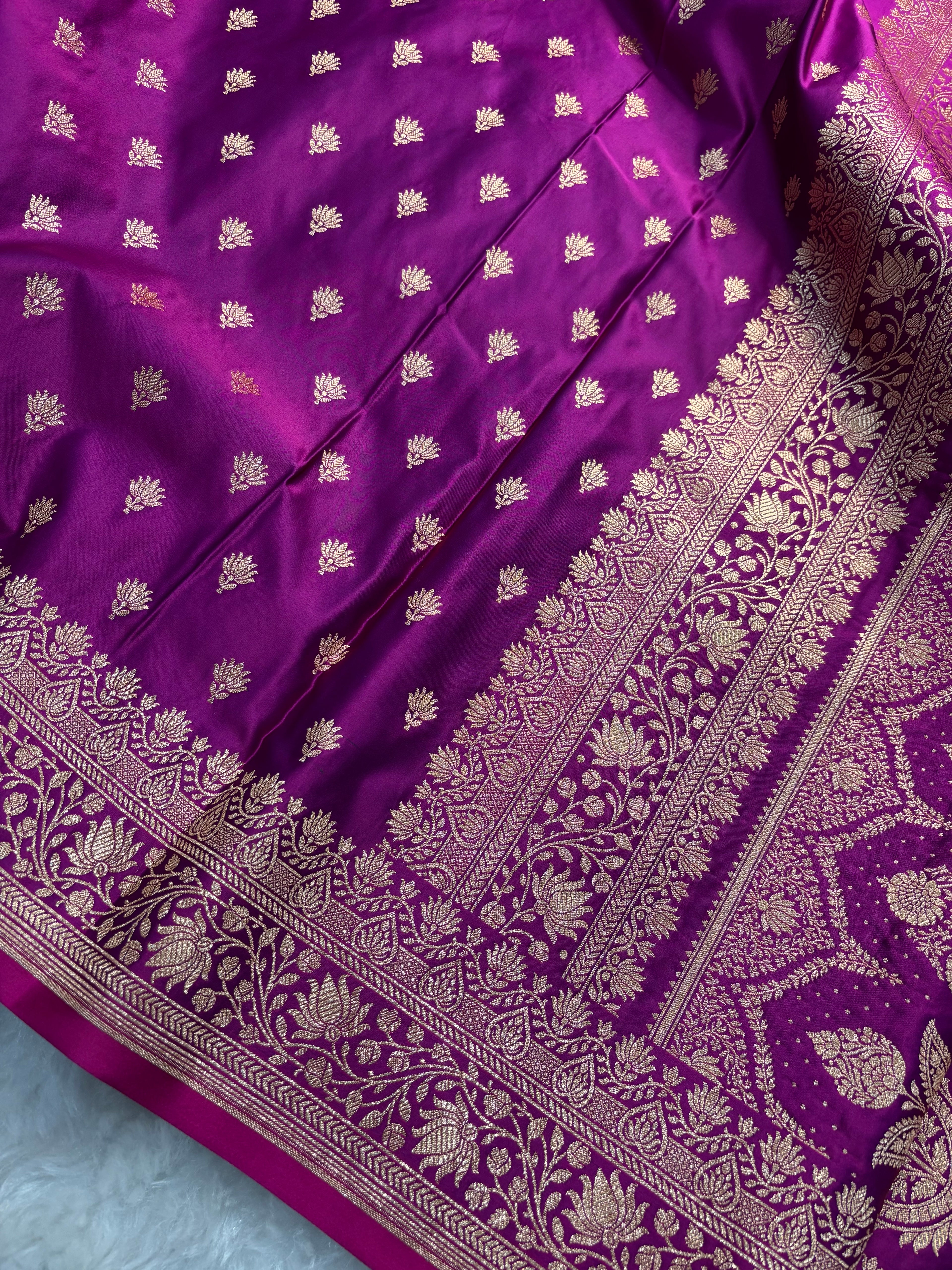 Magenta Satin Katan Silk Banarasi Saree SK03