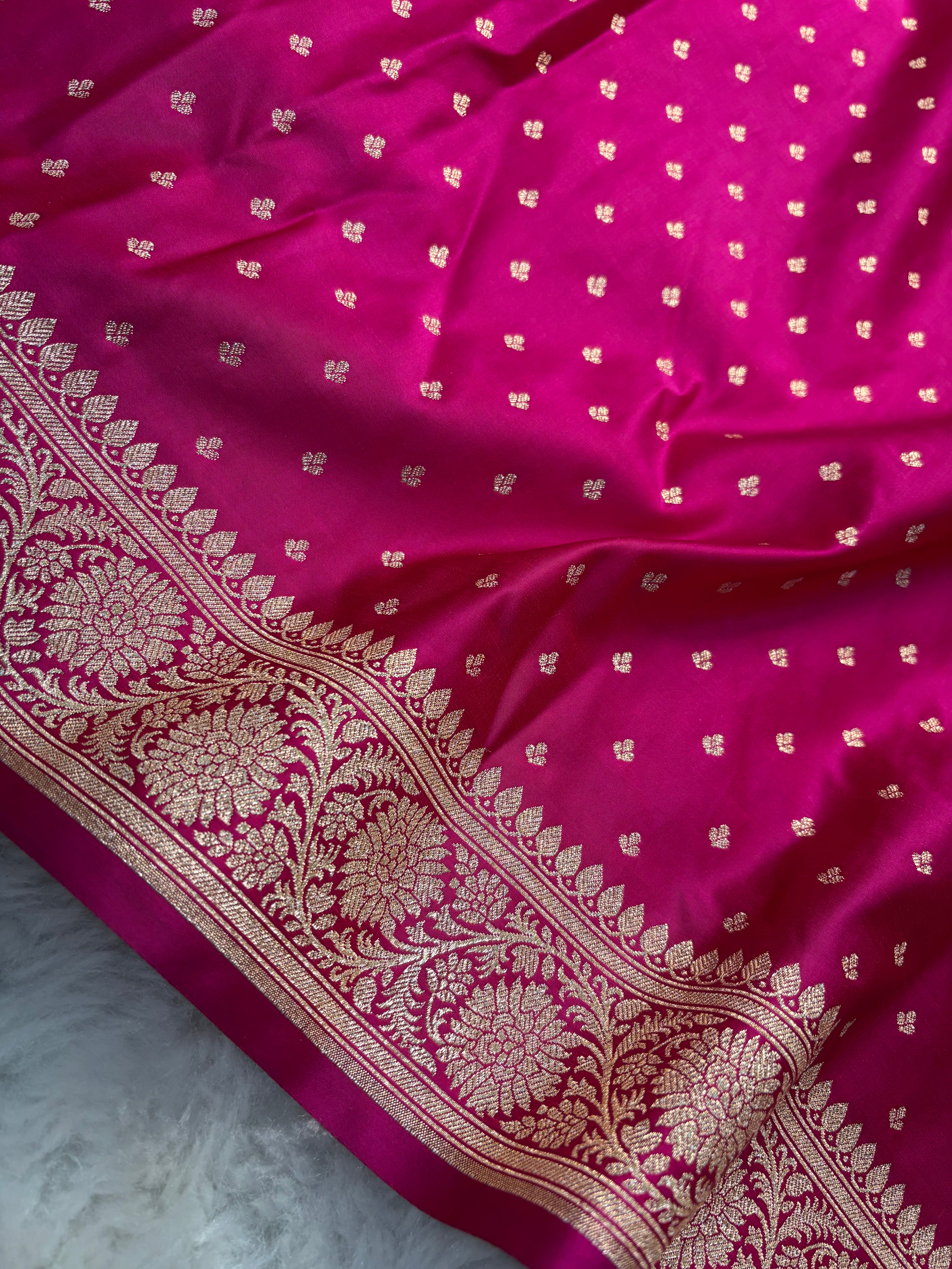 Rani Satin Katan Silk Chunri Buti Saree SK15