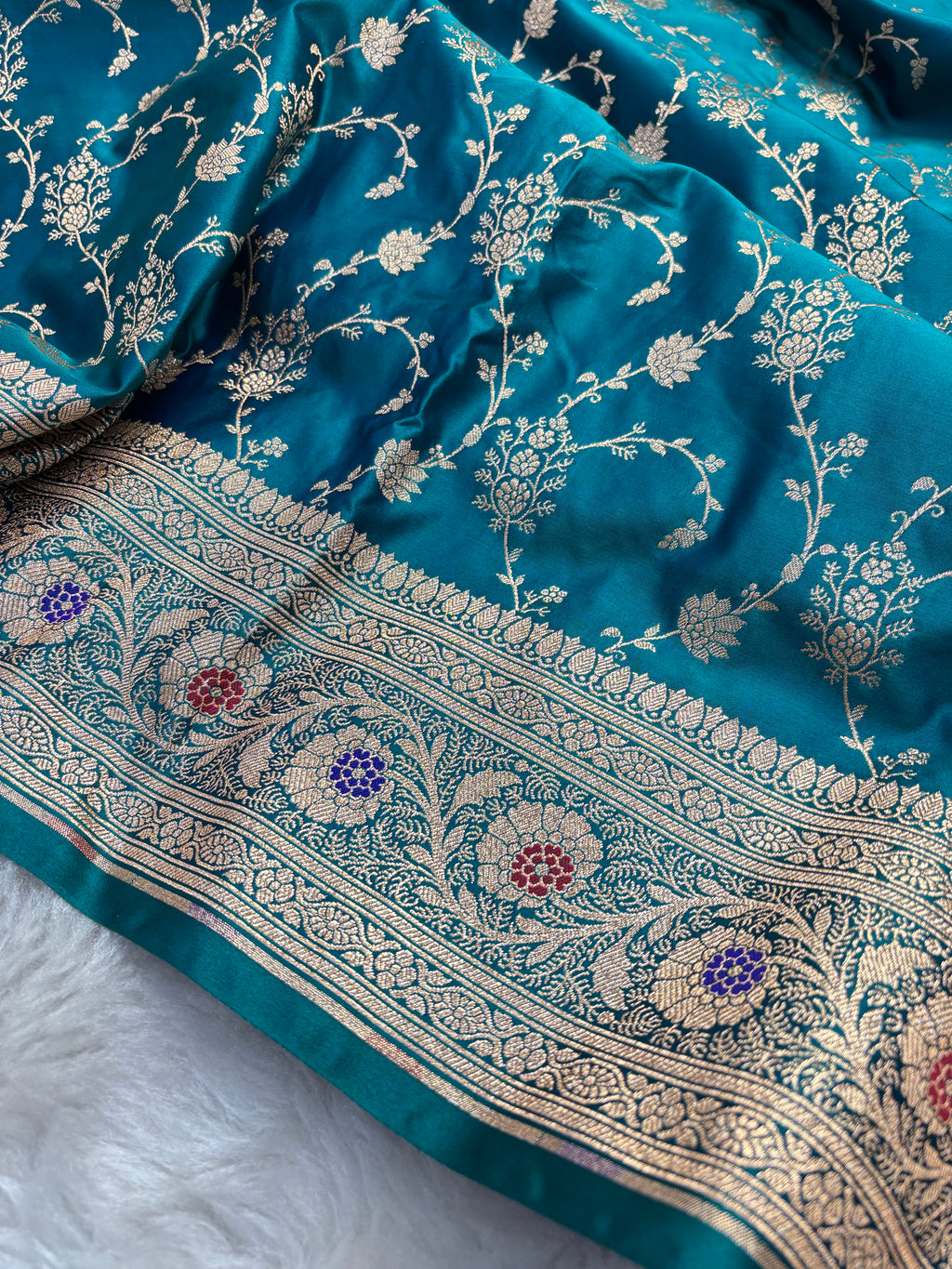 Sapphire Satin Katan Silk Meena Border Saree SK21