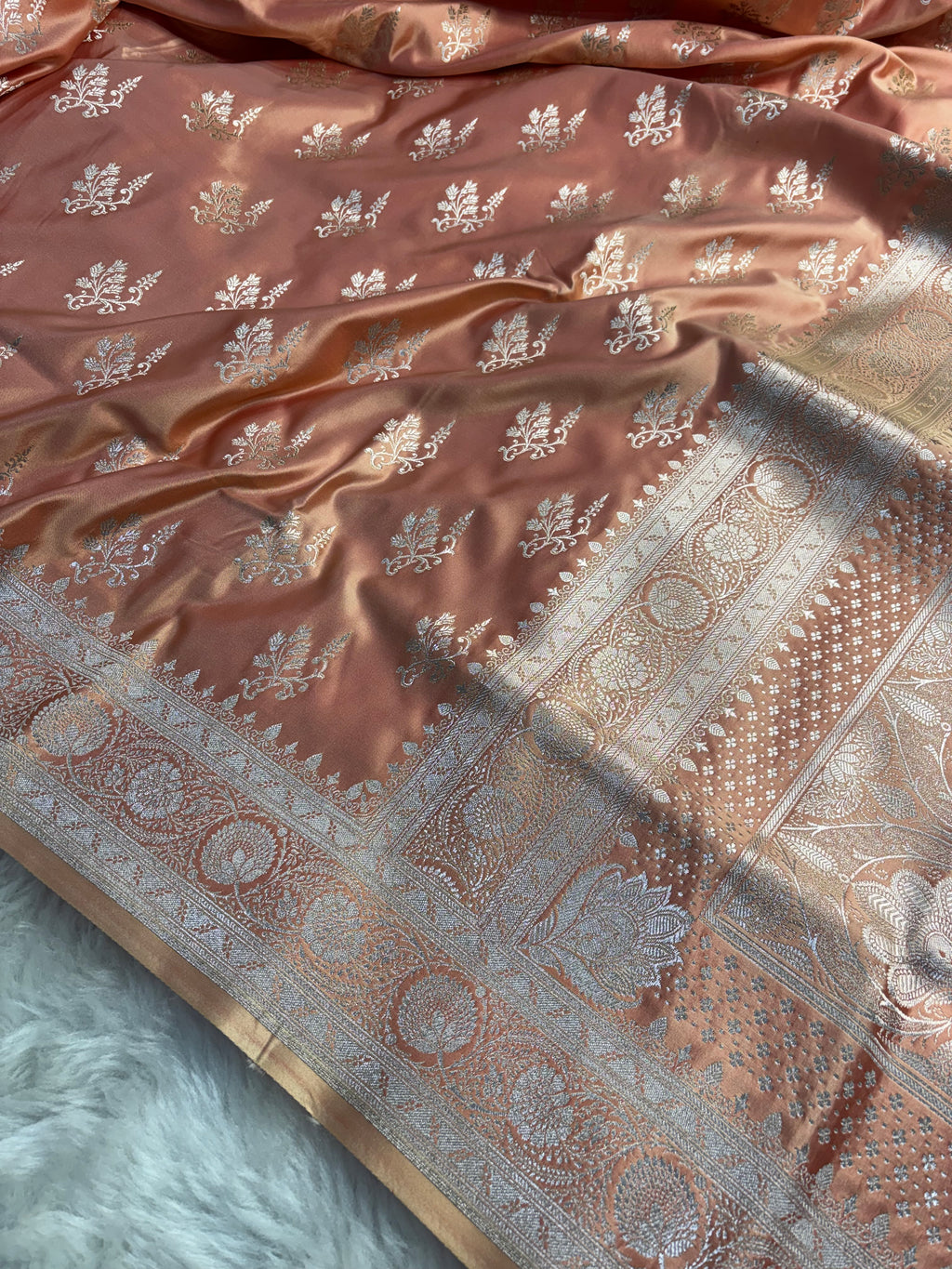 Peach Mashru Silk Saree MS01