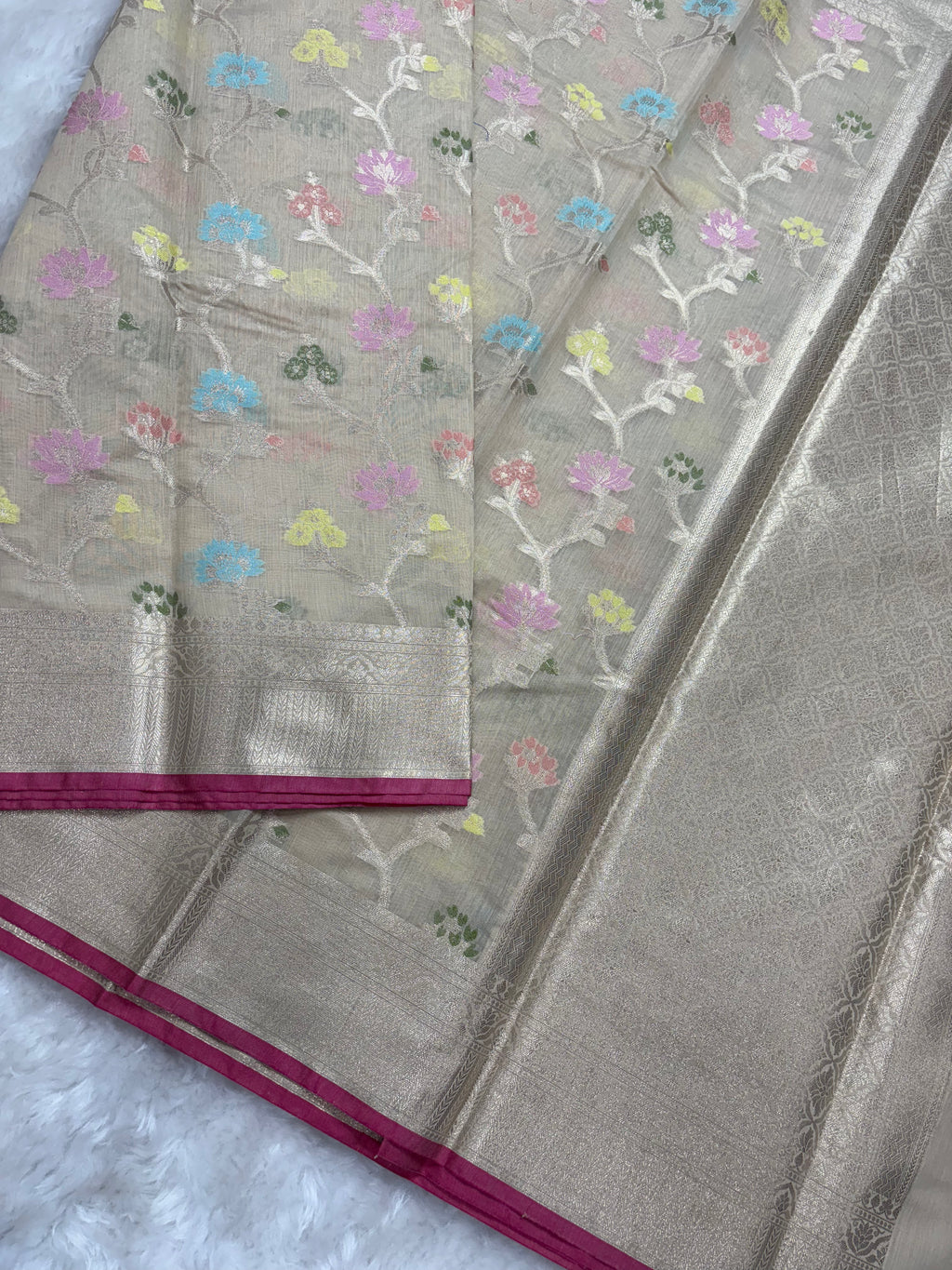 Alfi Cotton Meena Jaal in Beige Colour
