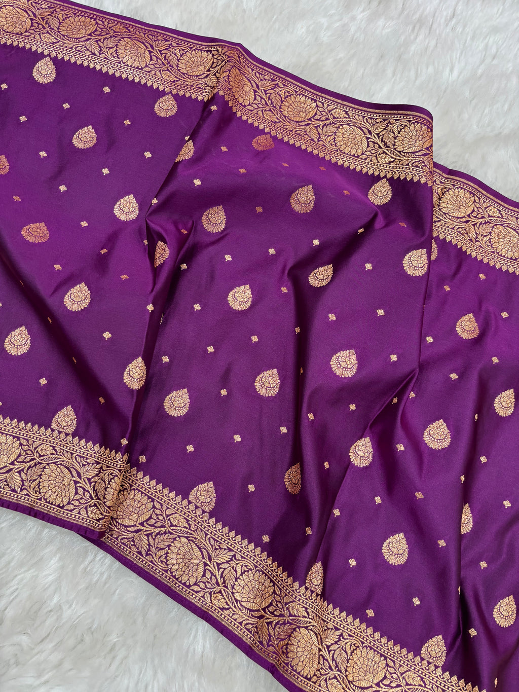 Purple Satin Katan Silk Stole
