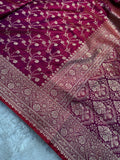 Crimson Satin Silk Saree SS02