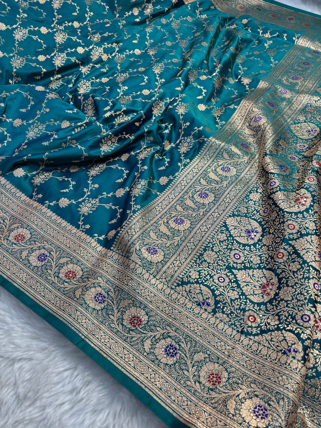 Sapphire Satin Katan Silk Meena Border Saree SK21