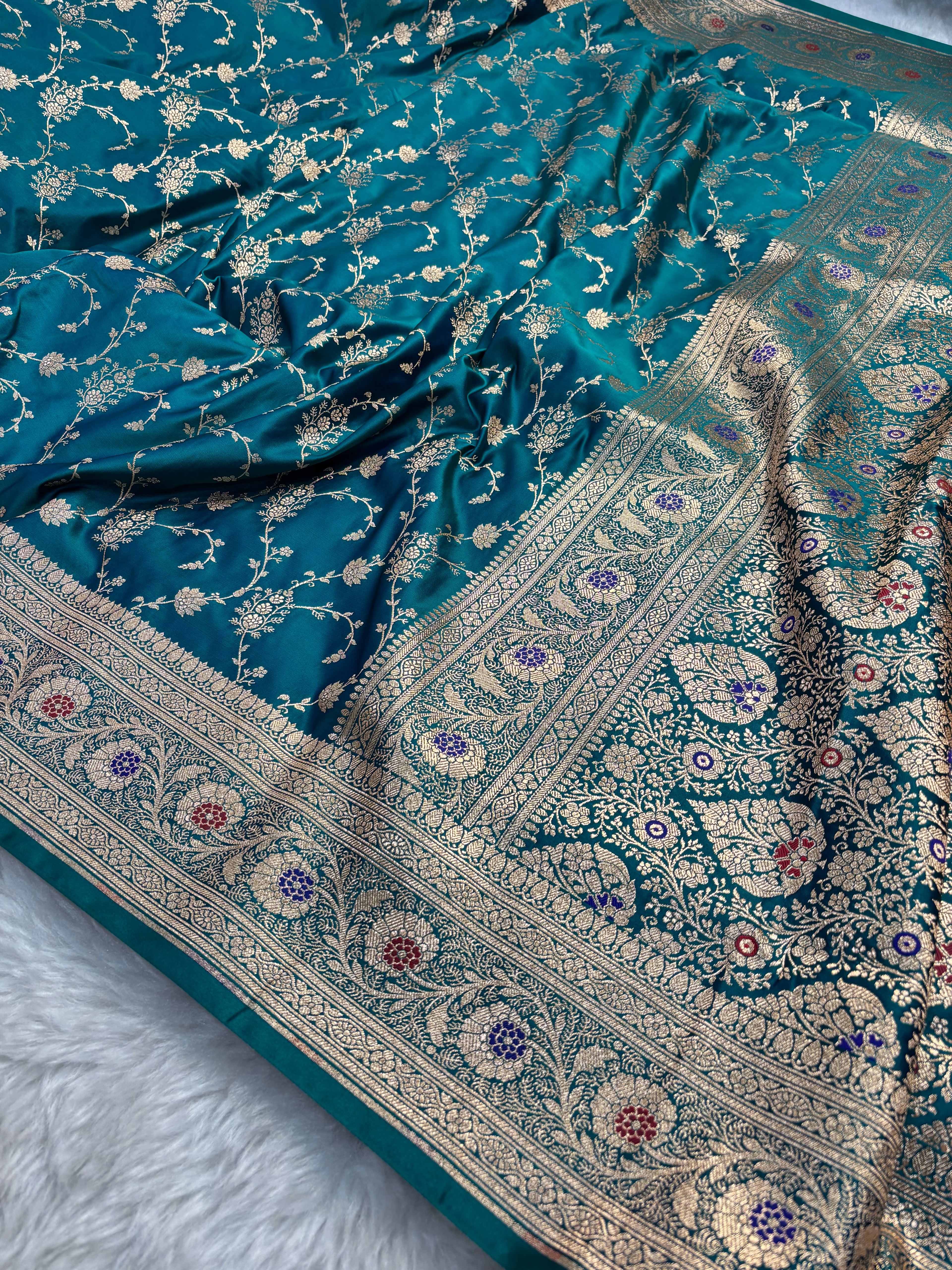 Sapphire Satin Katan Silk Meena Border Saree SK21