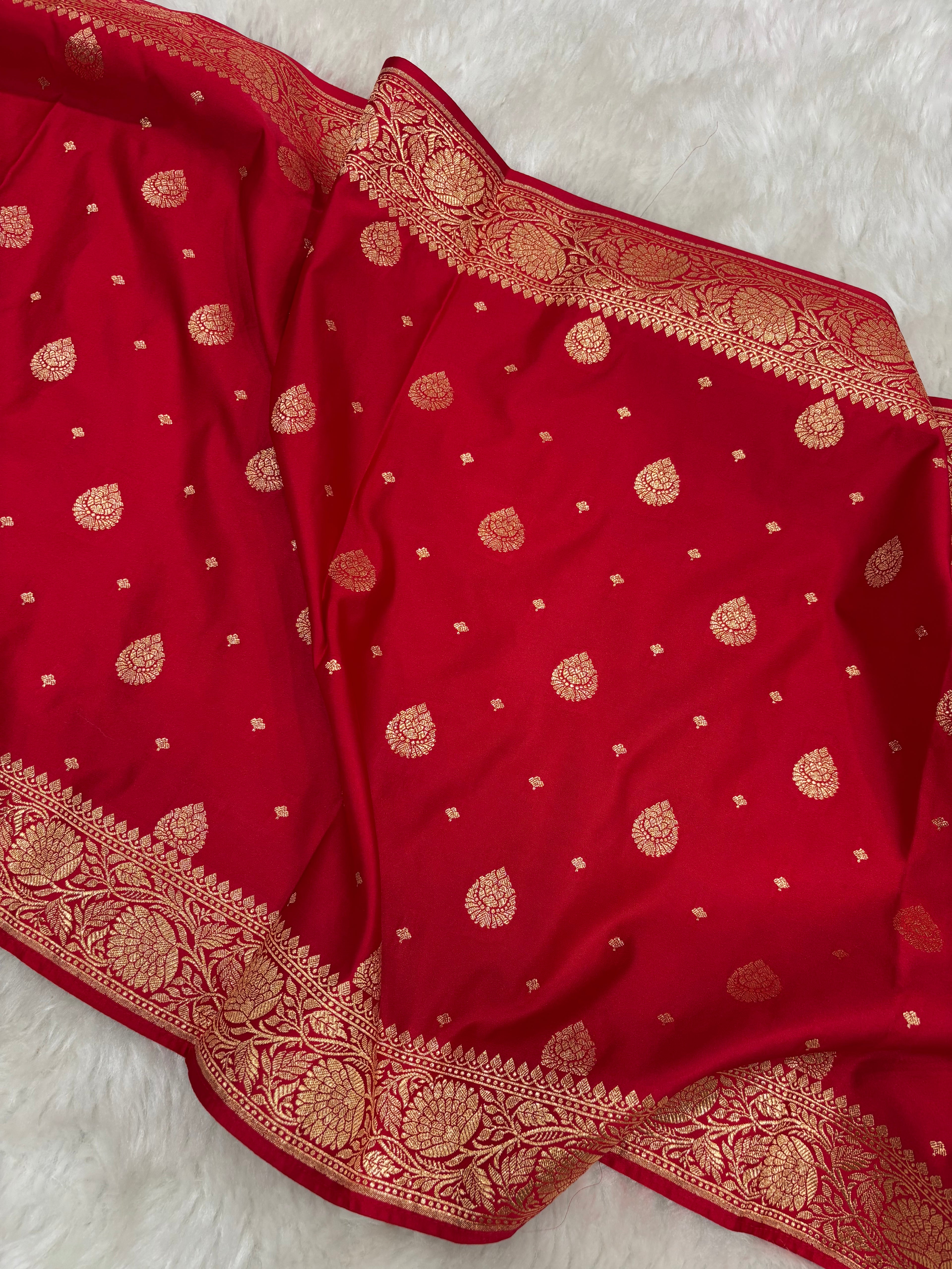 Red Satin Katan Silk Stole