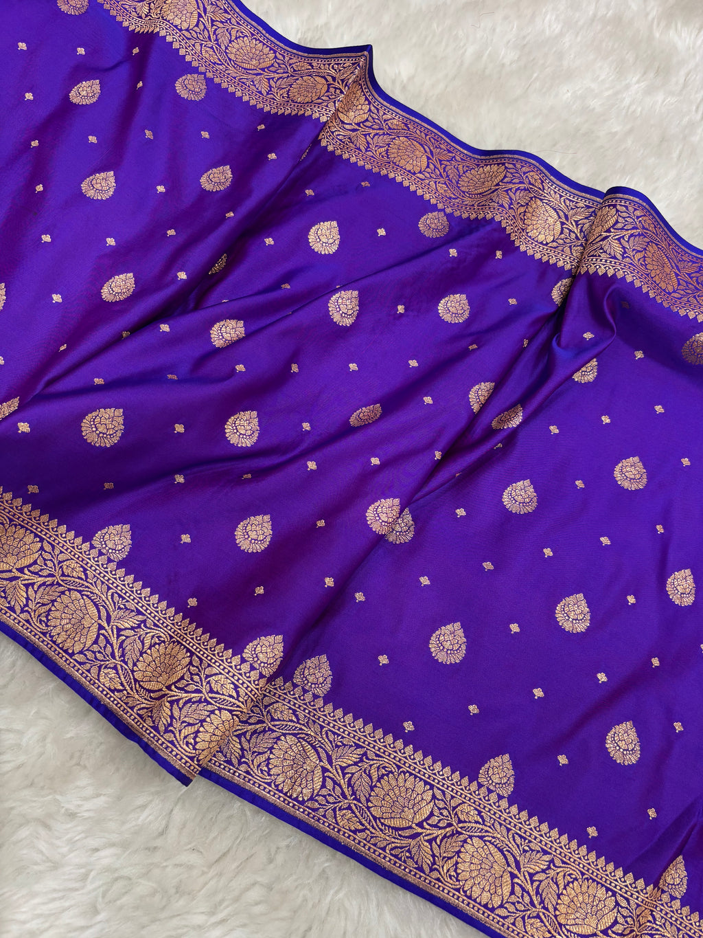 Violet Satin Katan Silk Stole