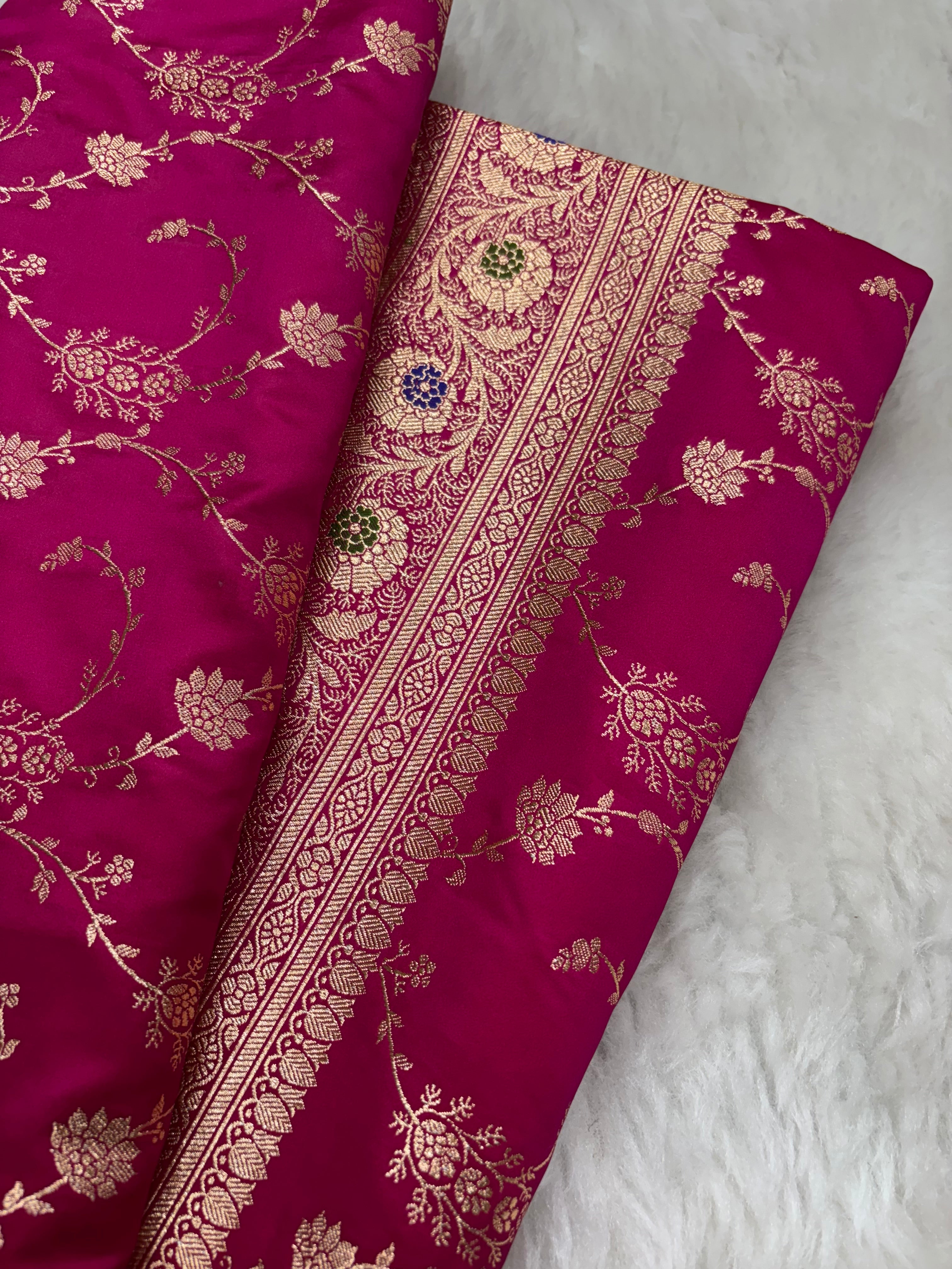 Rani Satin Katan Silk Meena Border Jaal Saree