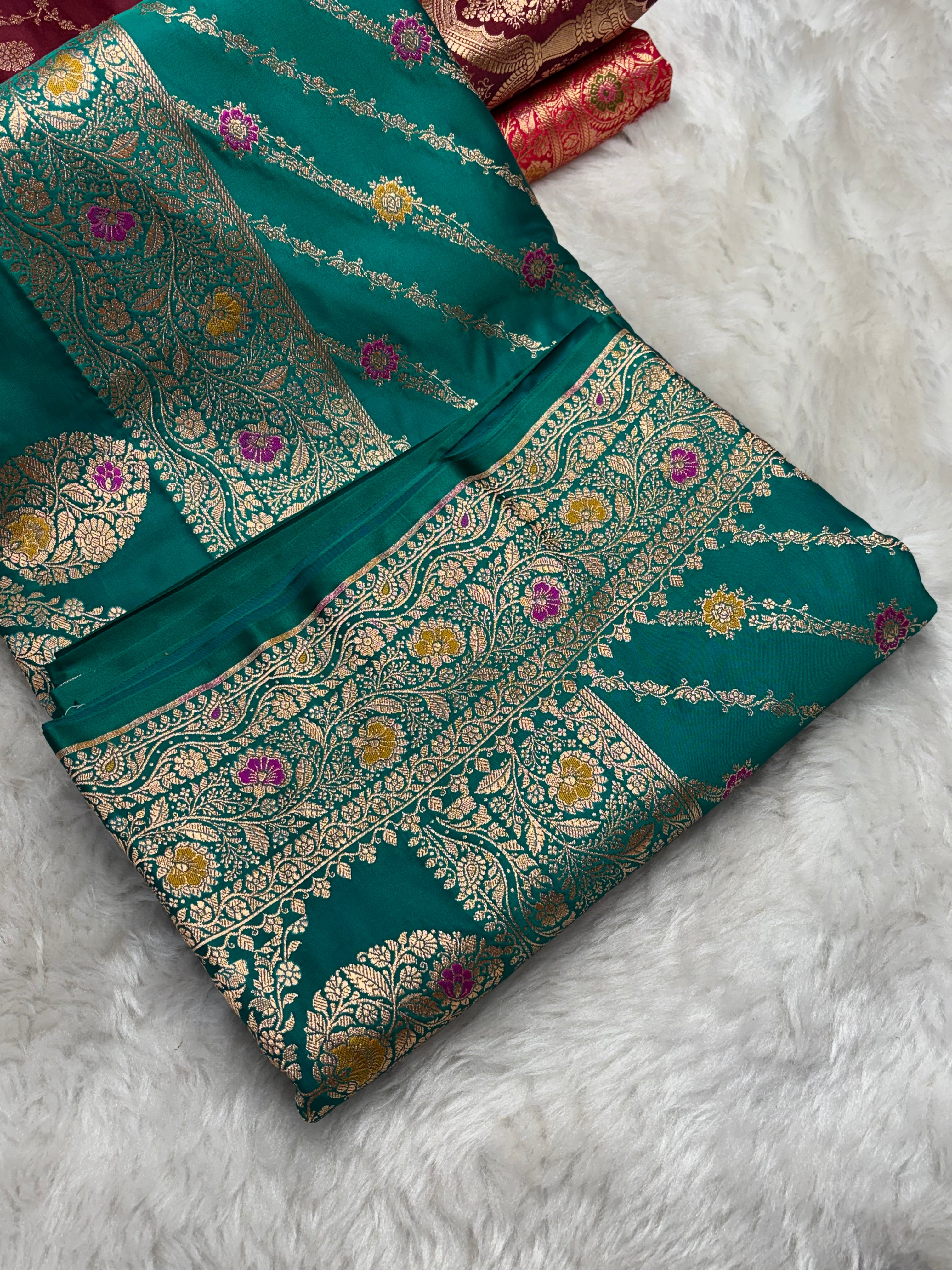 Sapphire dual tone Satin Silk Meena Cross Saree SK04