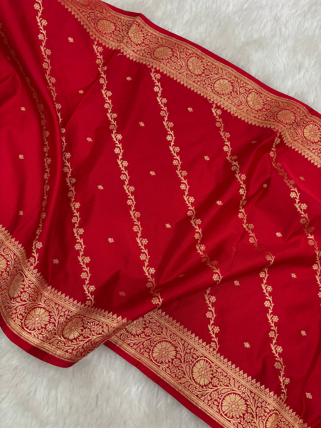 Red Satin Katan Silk Cross Stole